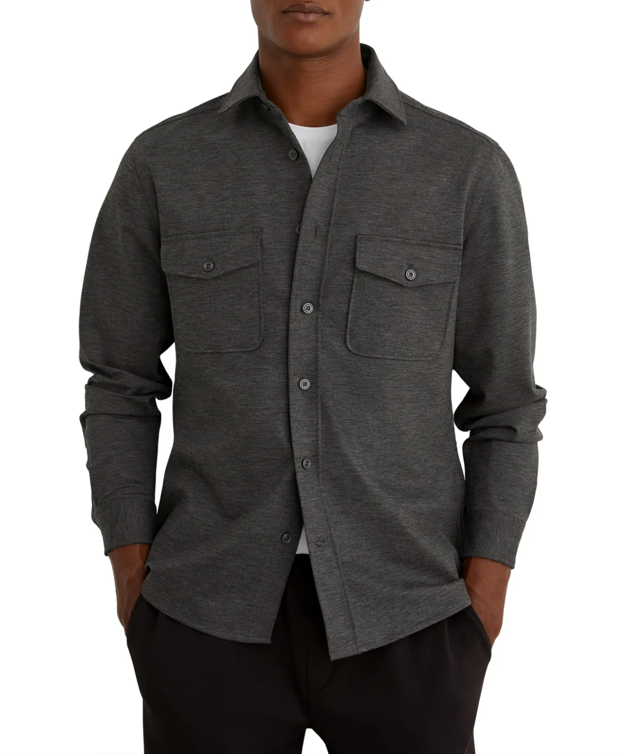 Mcshane Twin-Pocket Button-Through Long Sleeve Overshirt by Reiss