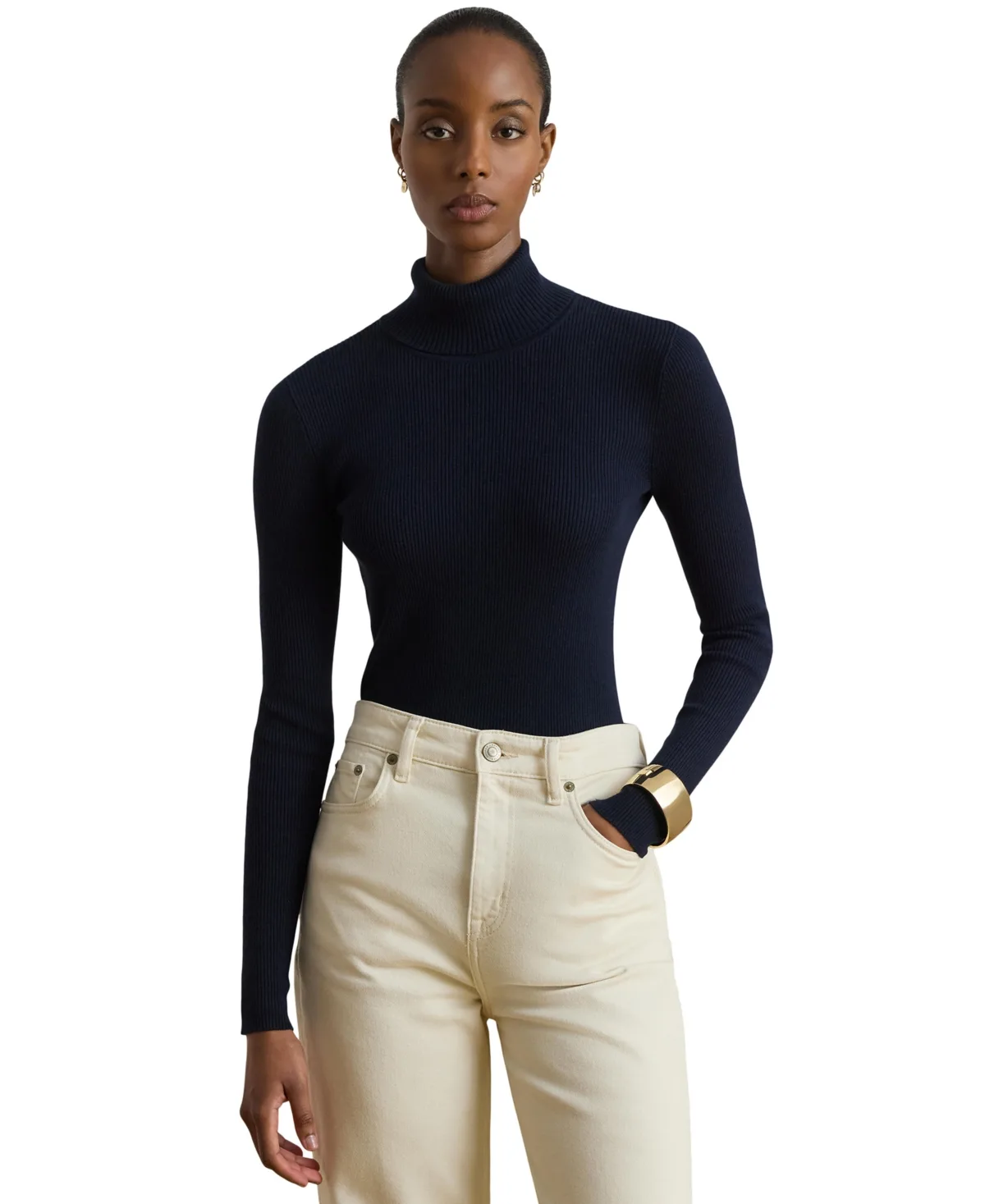 Ribbed Slim-Fit Cotton-Blend Turtleneck by Ralph Lauren