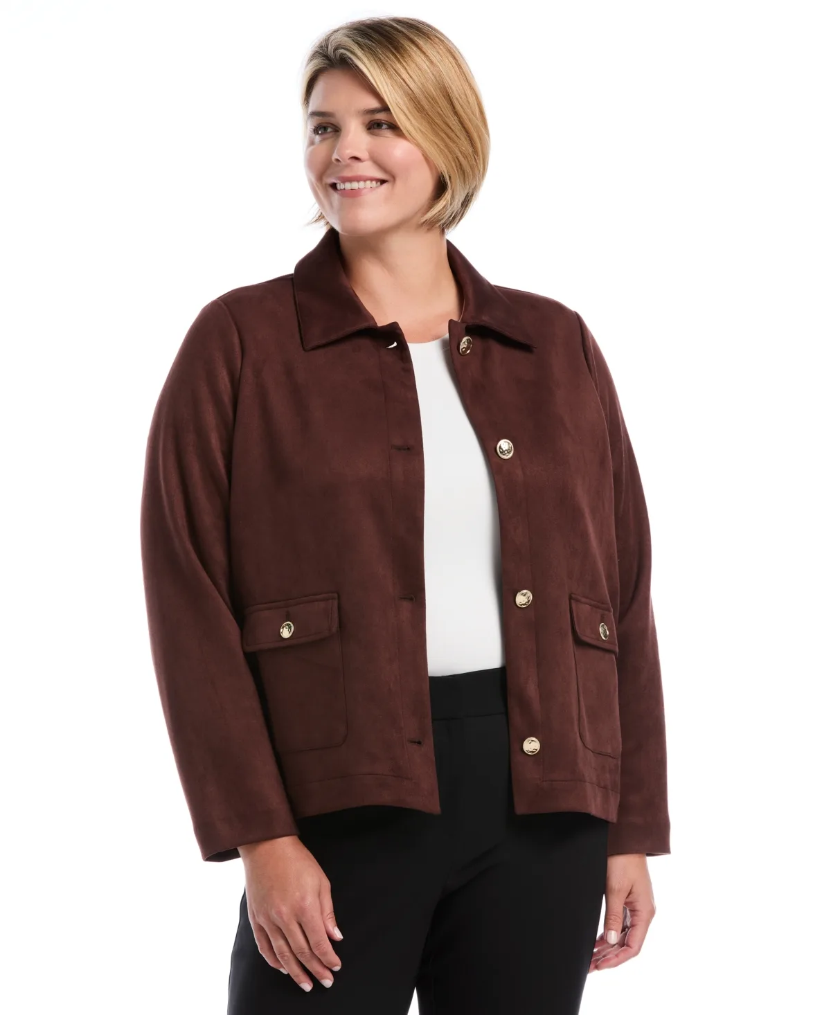 Scuba-Suede Patch-Pocket Work Jacket by Rafaella