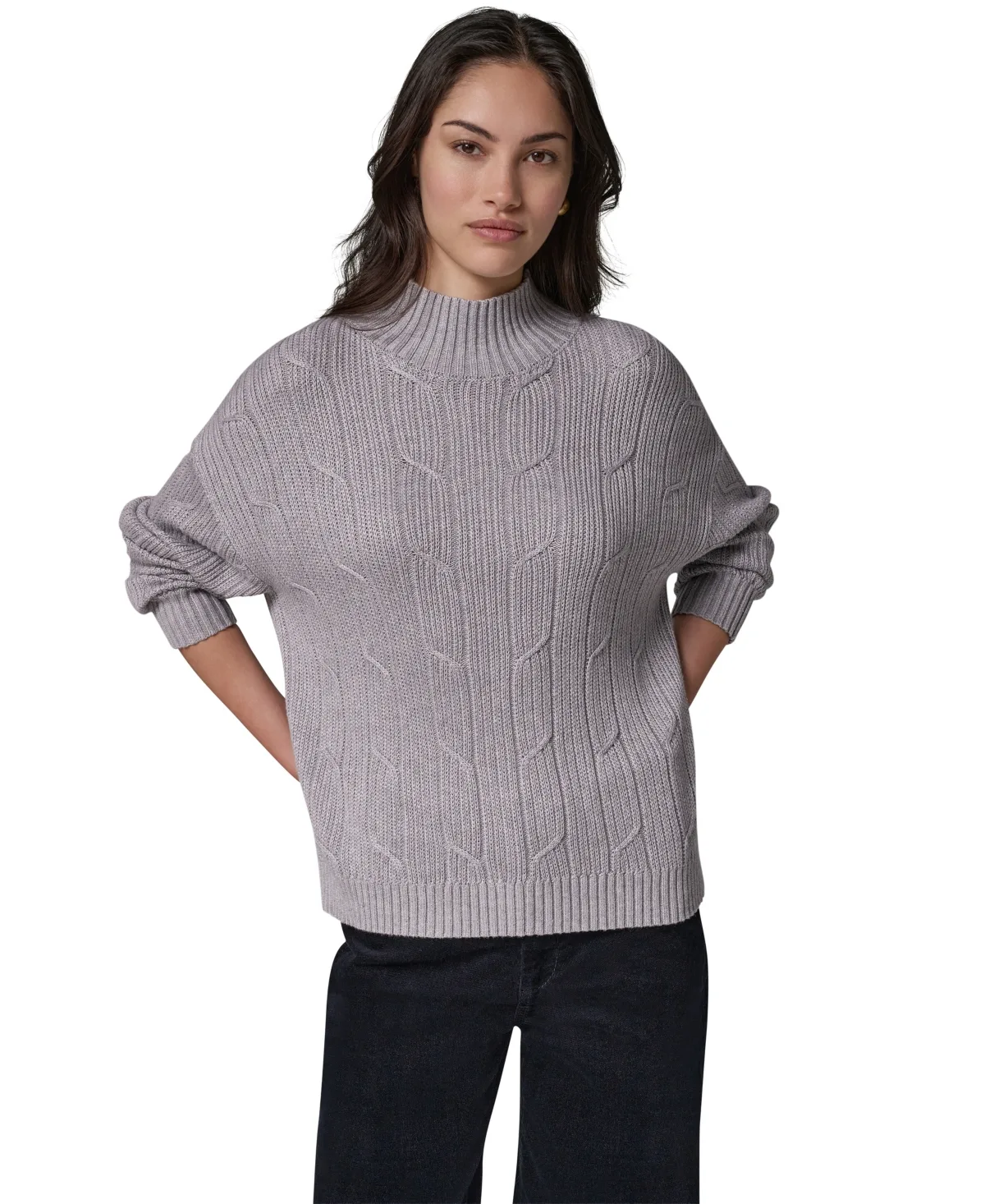 Cable-Knit Mock Neck Sweater by Donna Karan Weekend