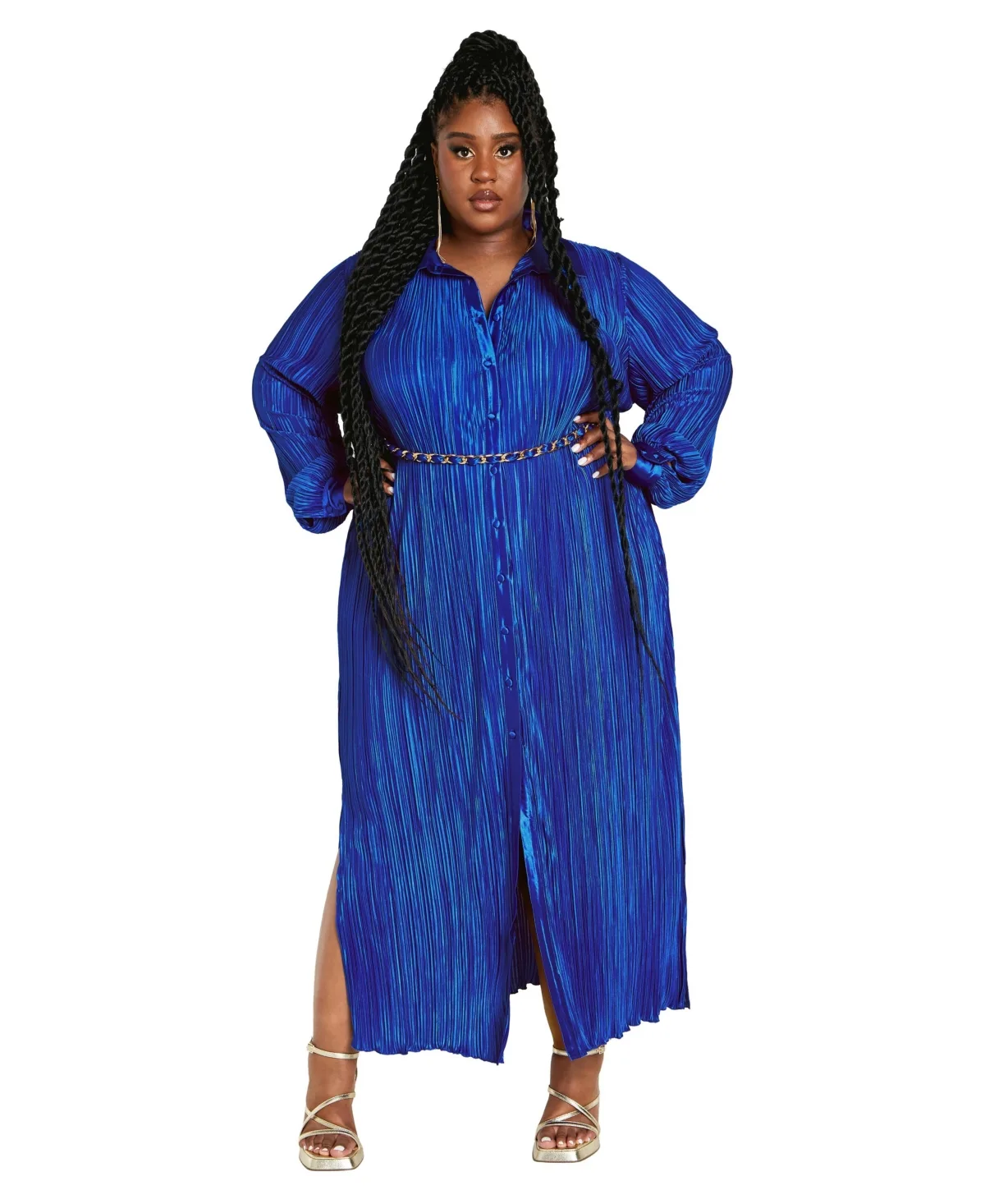 Andi Maxi Plisse Belted Dress by City Chic