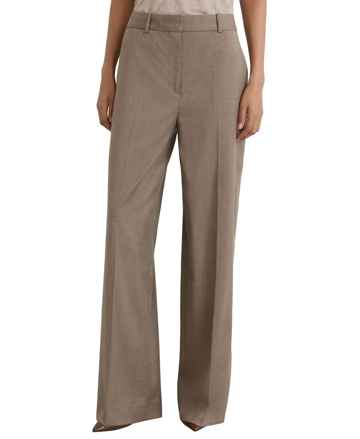 Jade Wide-Leg Mid-Rise Trousers by Reiss