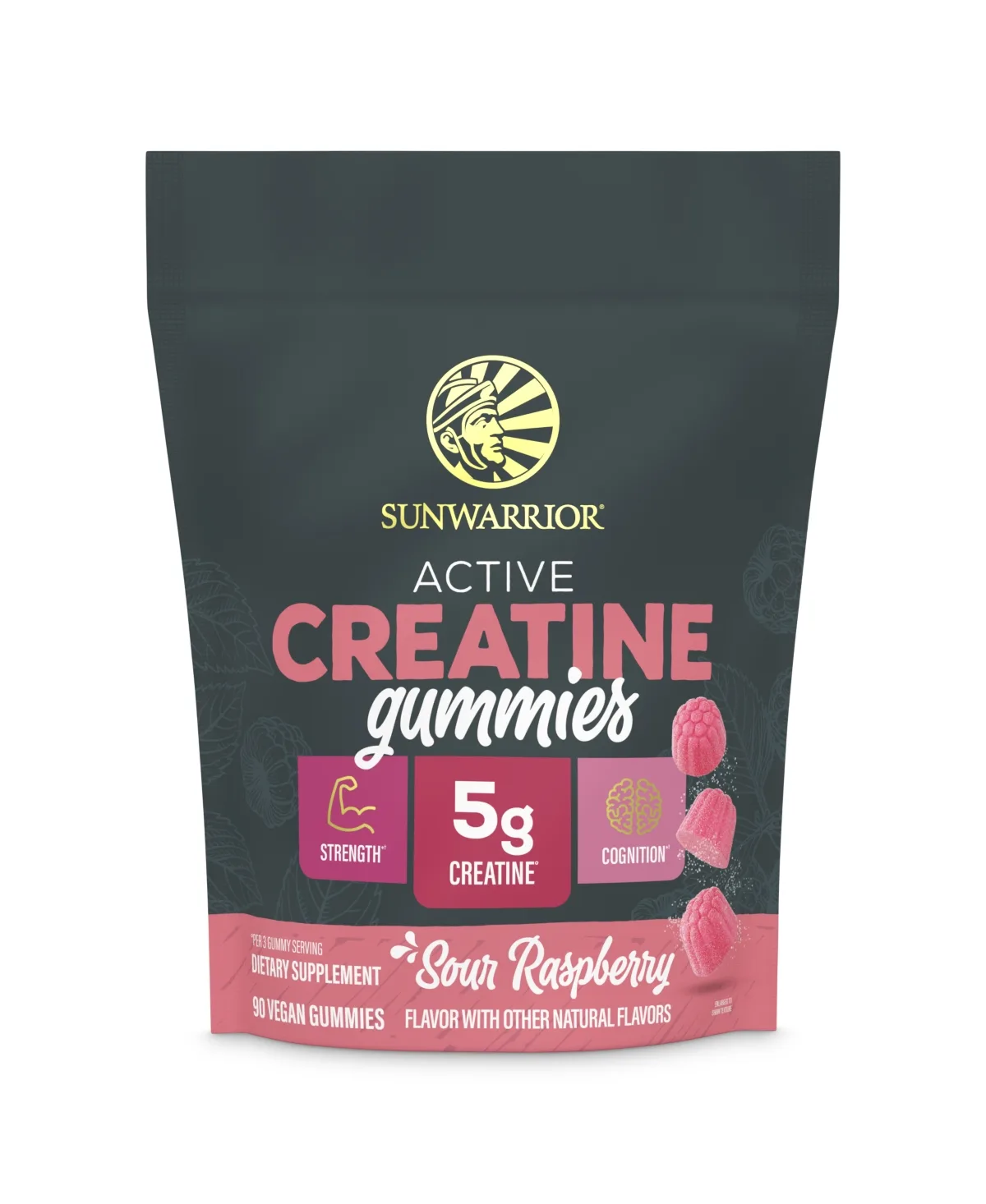 Active Creatine Gummies Sour Raspberry 5g Creatine 90 Count by Sunwarrior
