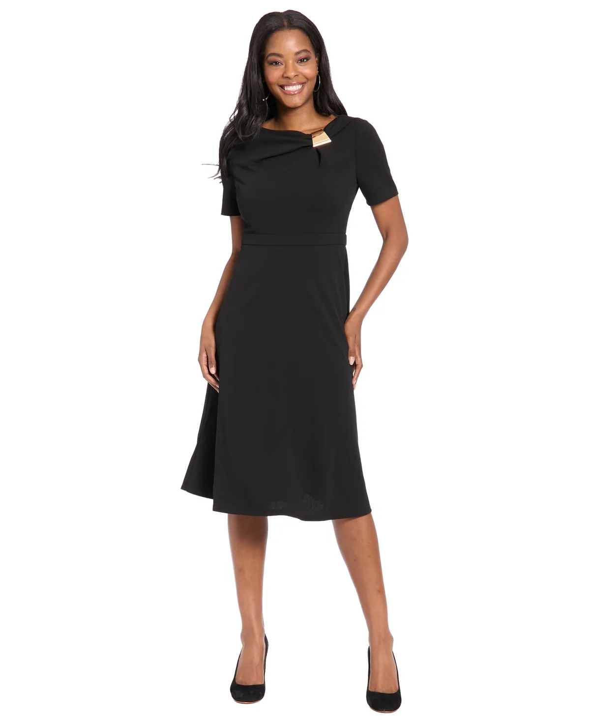 One-Shoulder Midi Fit and Flare Dress by London Times