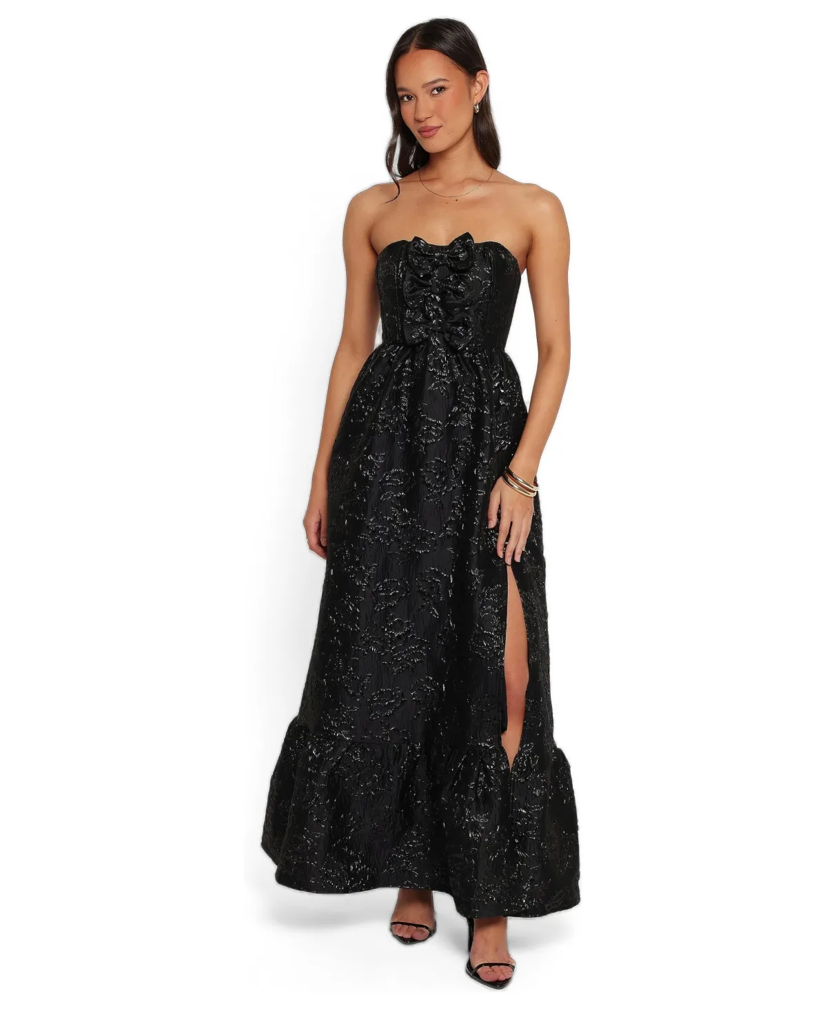 Delphira Strapless Maxi Ruffle-Hem Dress by Petal and Pup