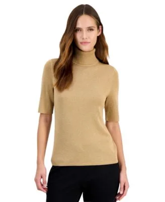 Metallic Knit Turtleneck Sweater by Anne Klein