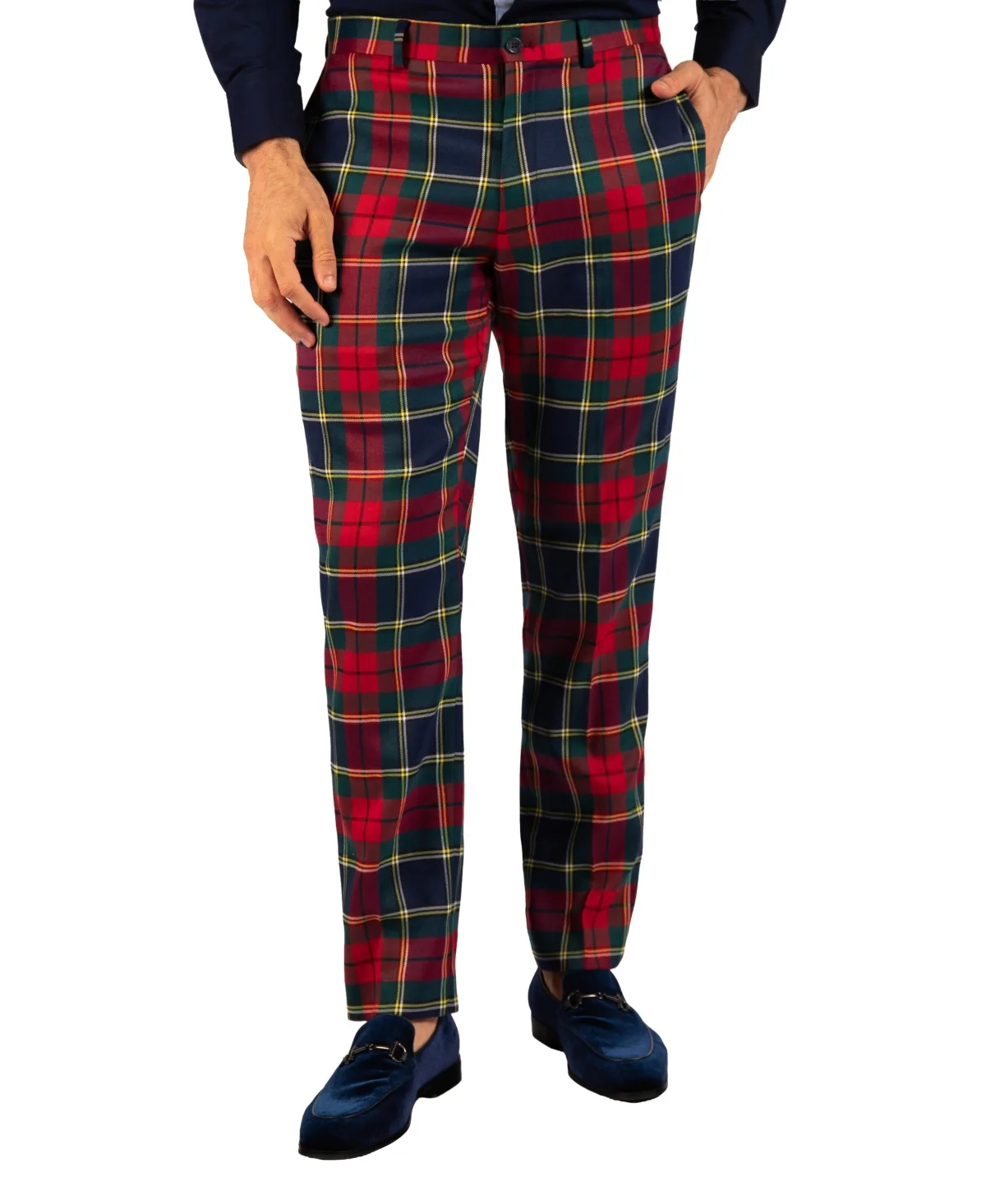 Tartan Plaid Stretch Modern-Fit Dress Pants by Tailorbyrd
