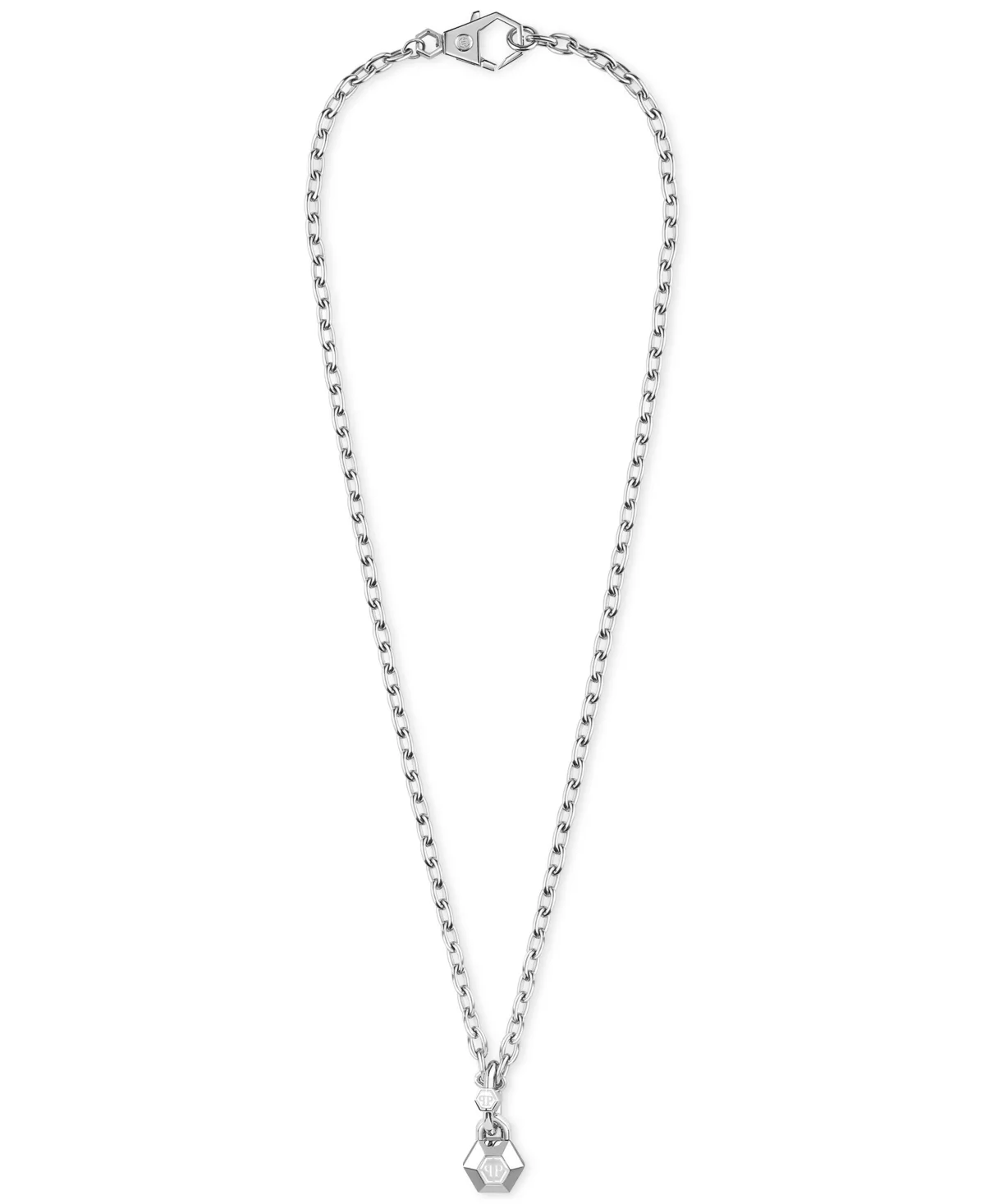 Edge Logo Pendant 27-3/5 Necklace in Stainless Steel by Philipp Plein