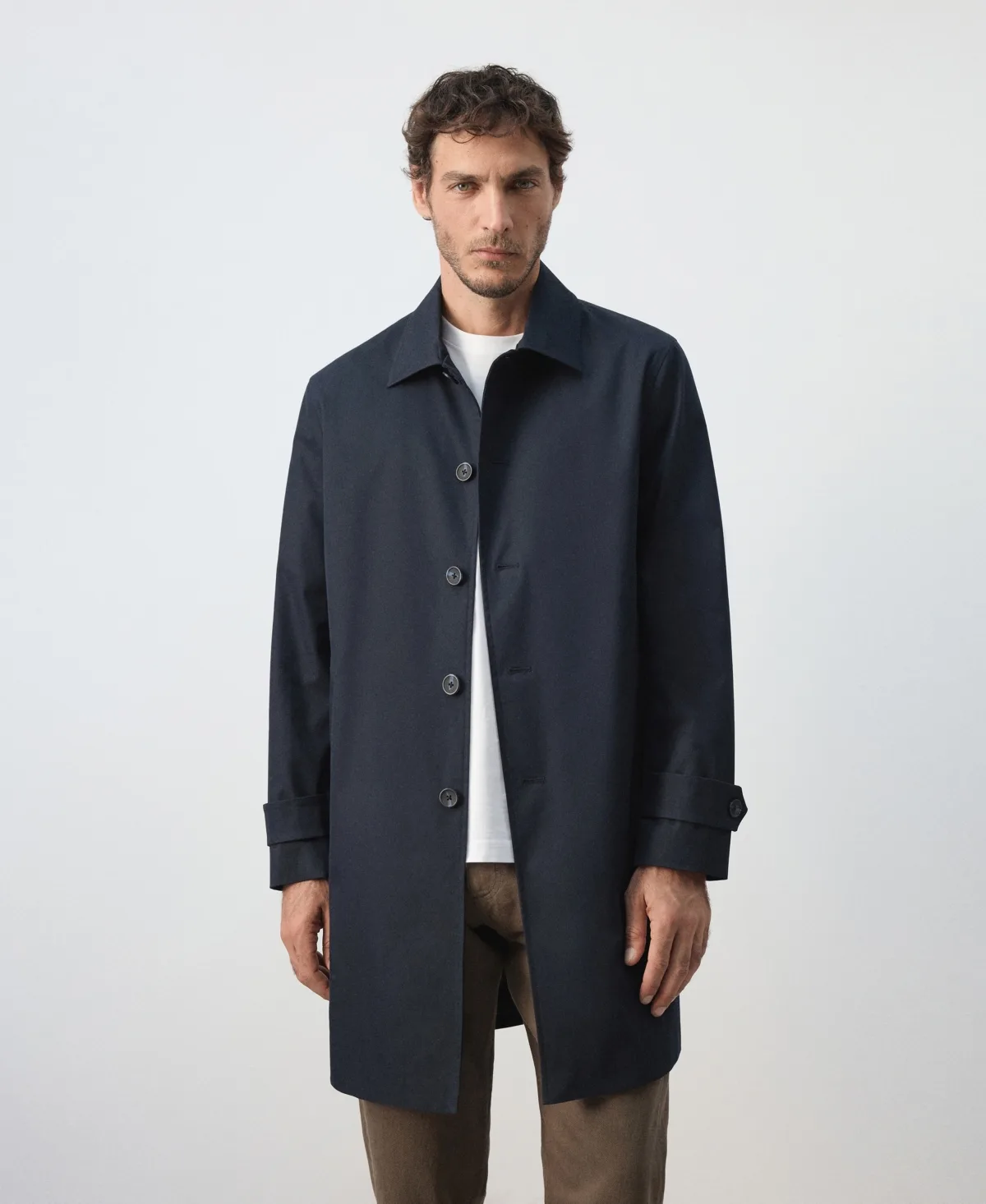 Water-Repellent Straight-Fit Mid-Length Trench Coat