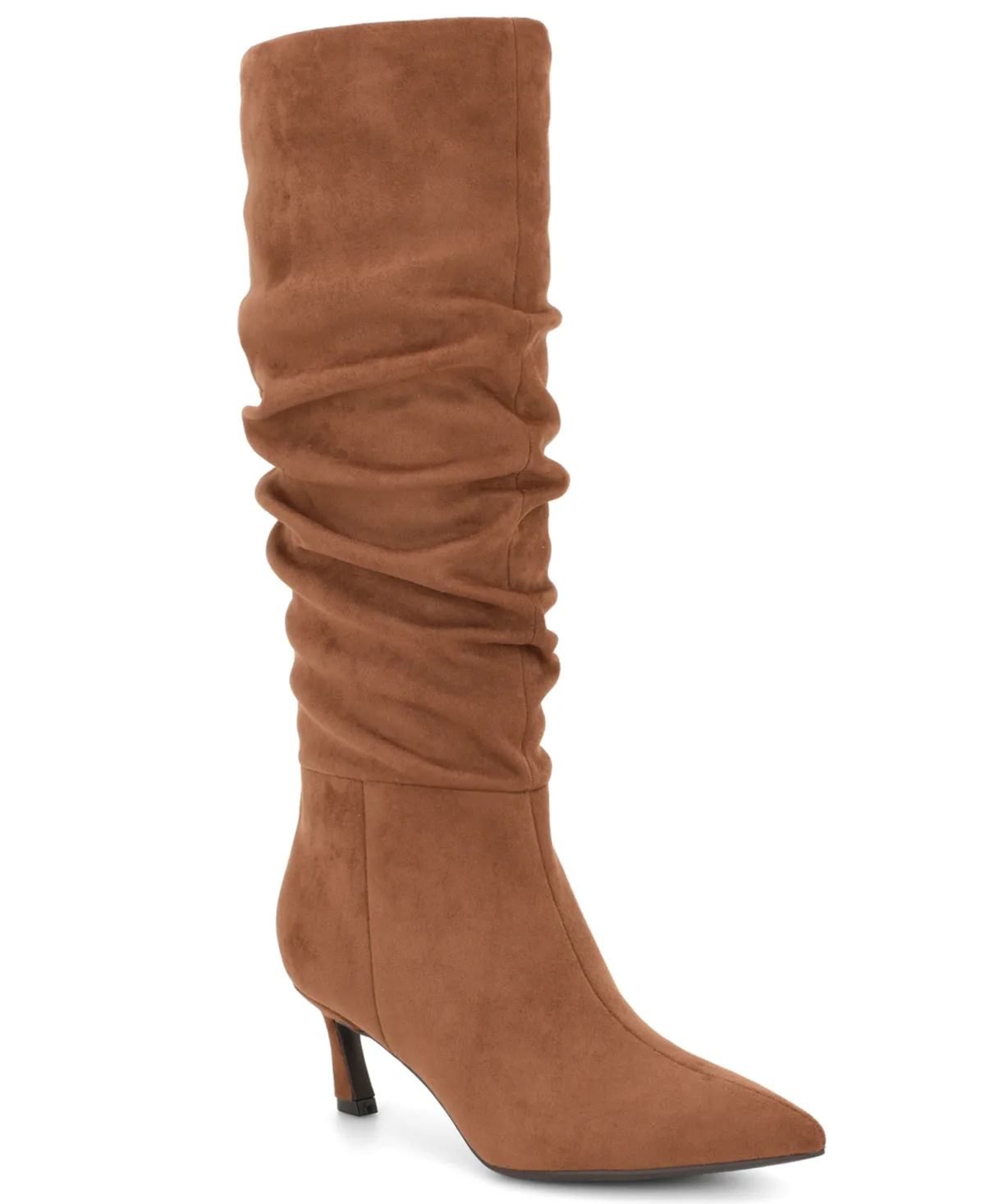 Riyaa Wide-Calf Slouch Tall Dress Boots - Dark Natural Suede by Nine West