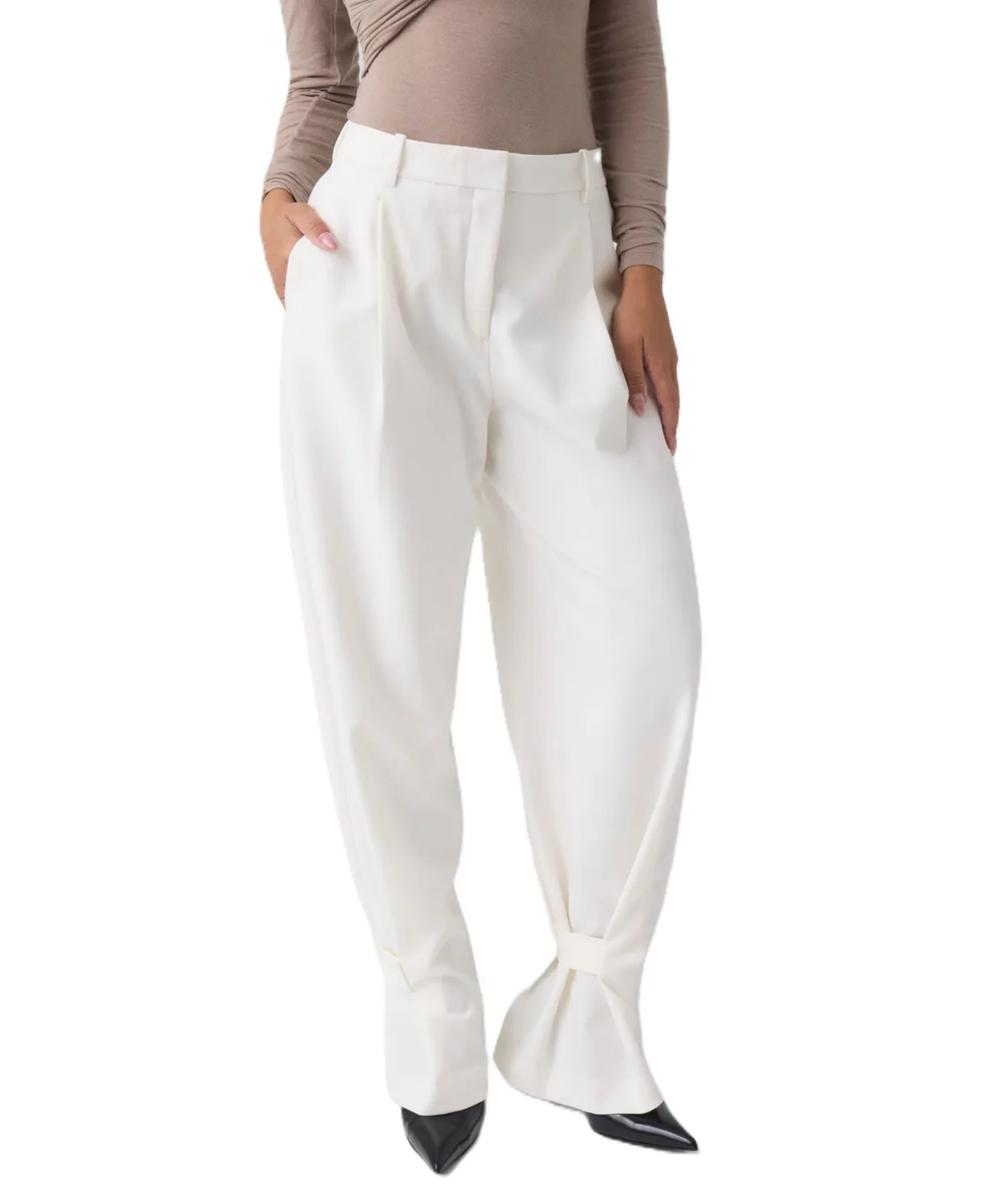 Ankle Frog High-Waisted Pleated Chino Pants by GUESS