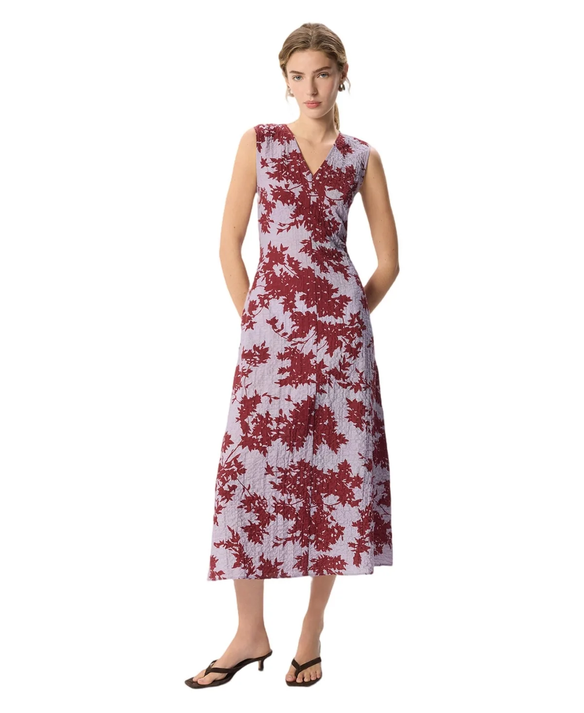 Floral-Print V-Neck Sleeveless Midi Dress by Whistles