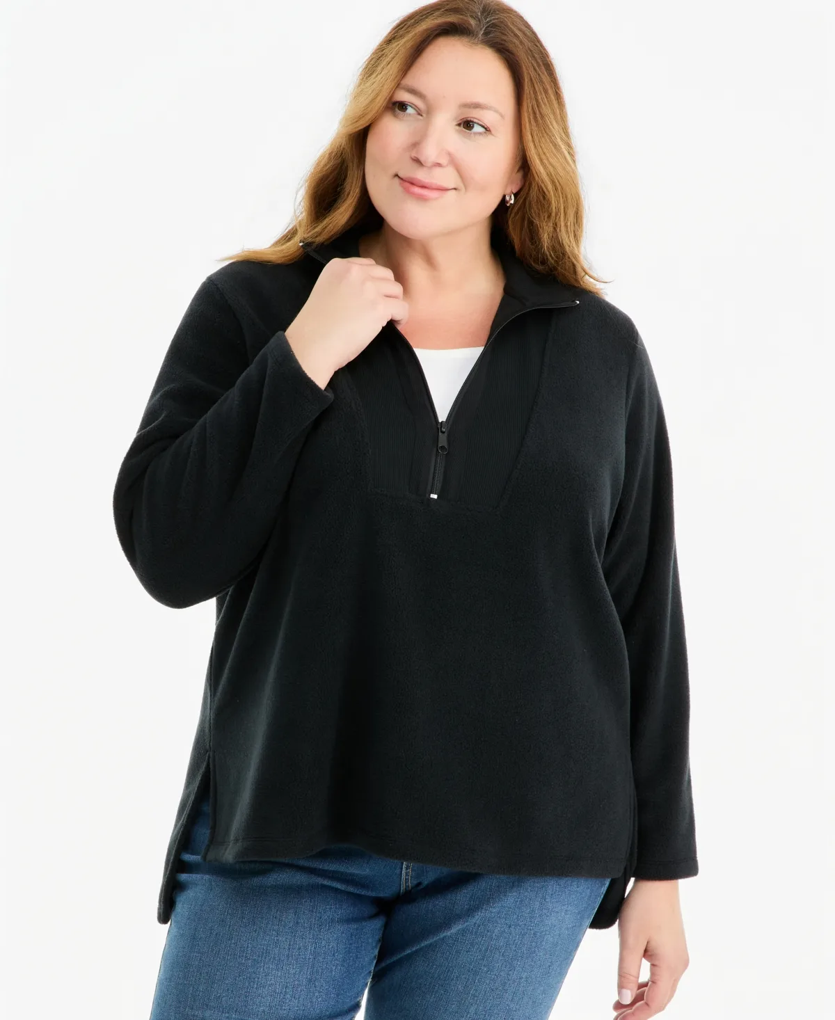Quarter Zip Fleece Tunic by Style & Co