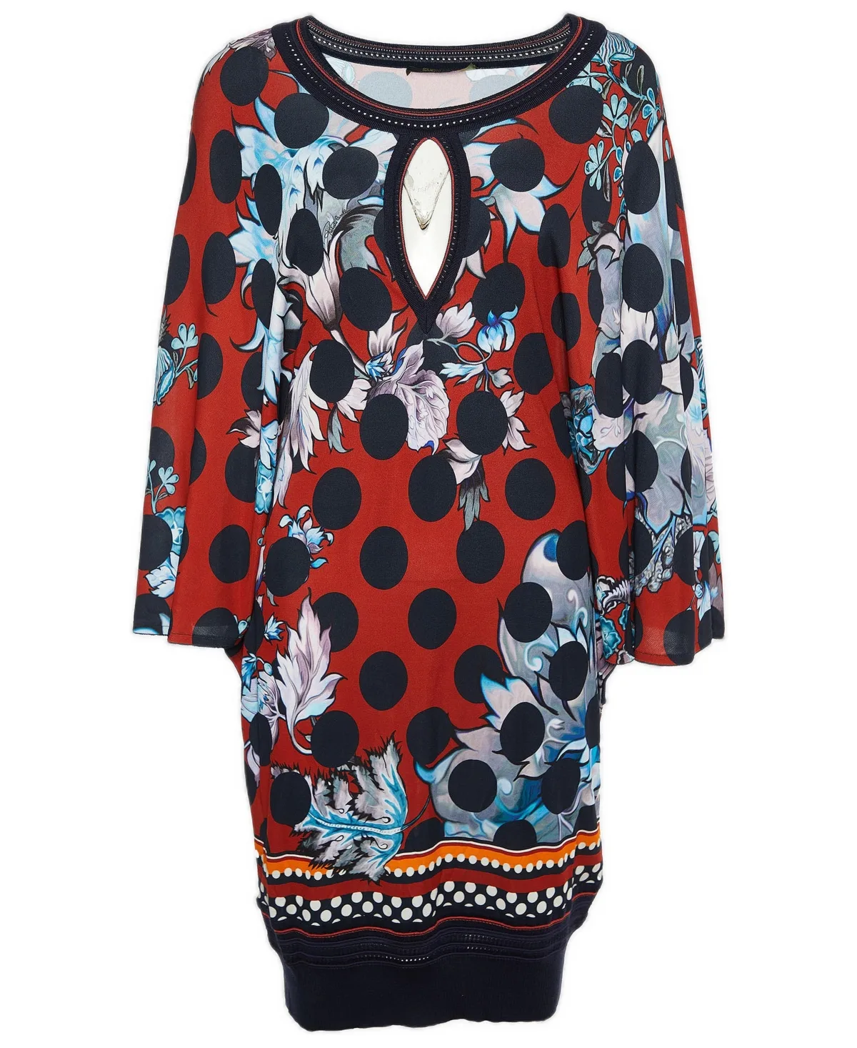 Pre-Owned Roberto Cavalli Floral Printed Jersey and Knit Trim Mini Dress by Roberto Cavalli
