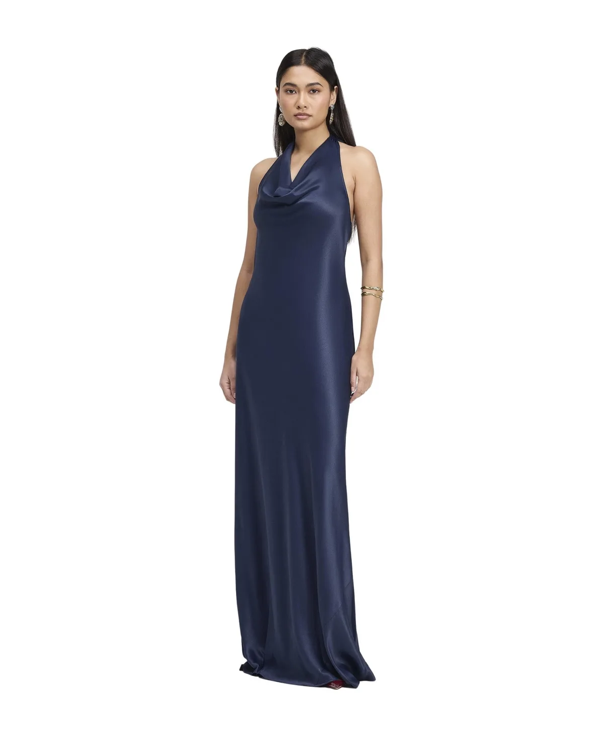 Elara Cowl Neck Open Back Sleeveless Maxi Dress