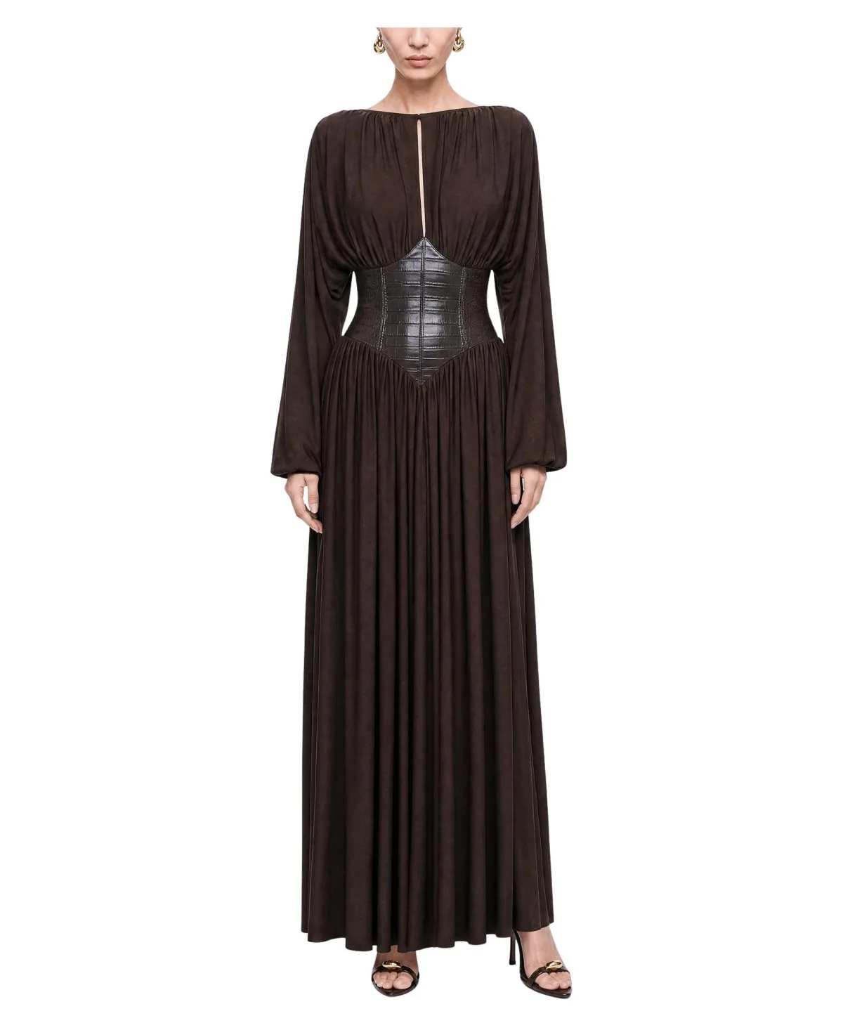 Leather Corset Maxi Dress by Nocturne