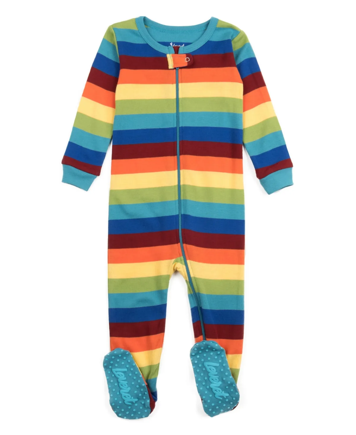 Striped Footed Long-Sleeve Pajamas, 1-Piece by Leveret