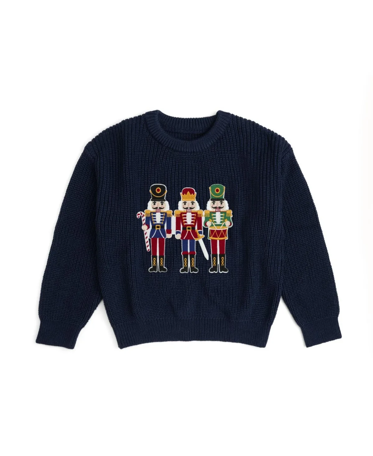 Nutcracker Patch Christmas Crewneck Long-Sleeve Sweater by Sweet Wink