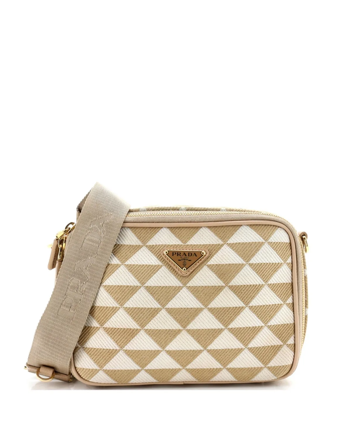 Pre-Owned Prada Symbole Zip Around Shoulder Bag Jacquard by Prada