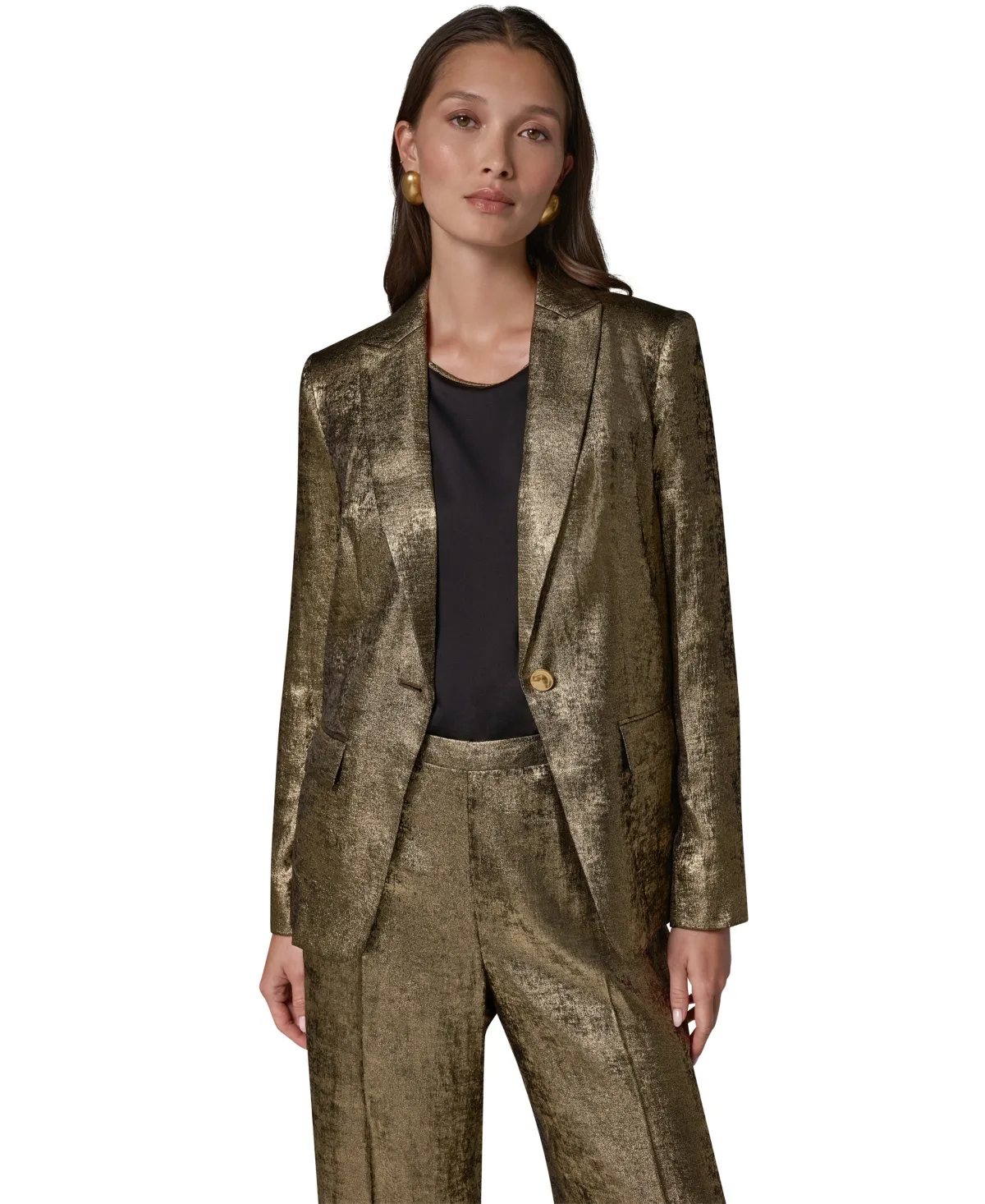 Statement Peak Lapel Velvet Blazer by Donna Karan New York