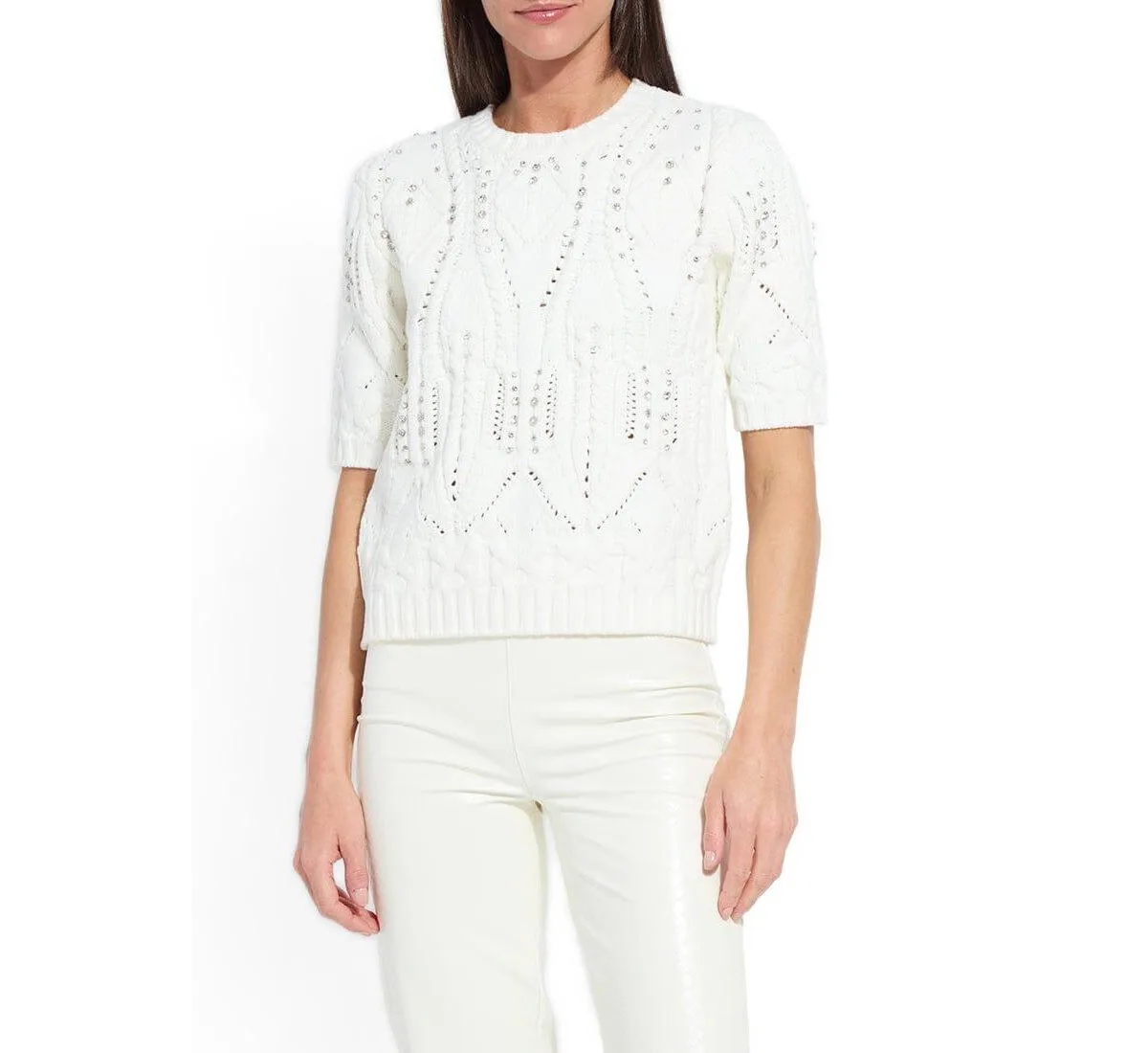Hadley Cable-Knit Embellished Sweater by Lysse