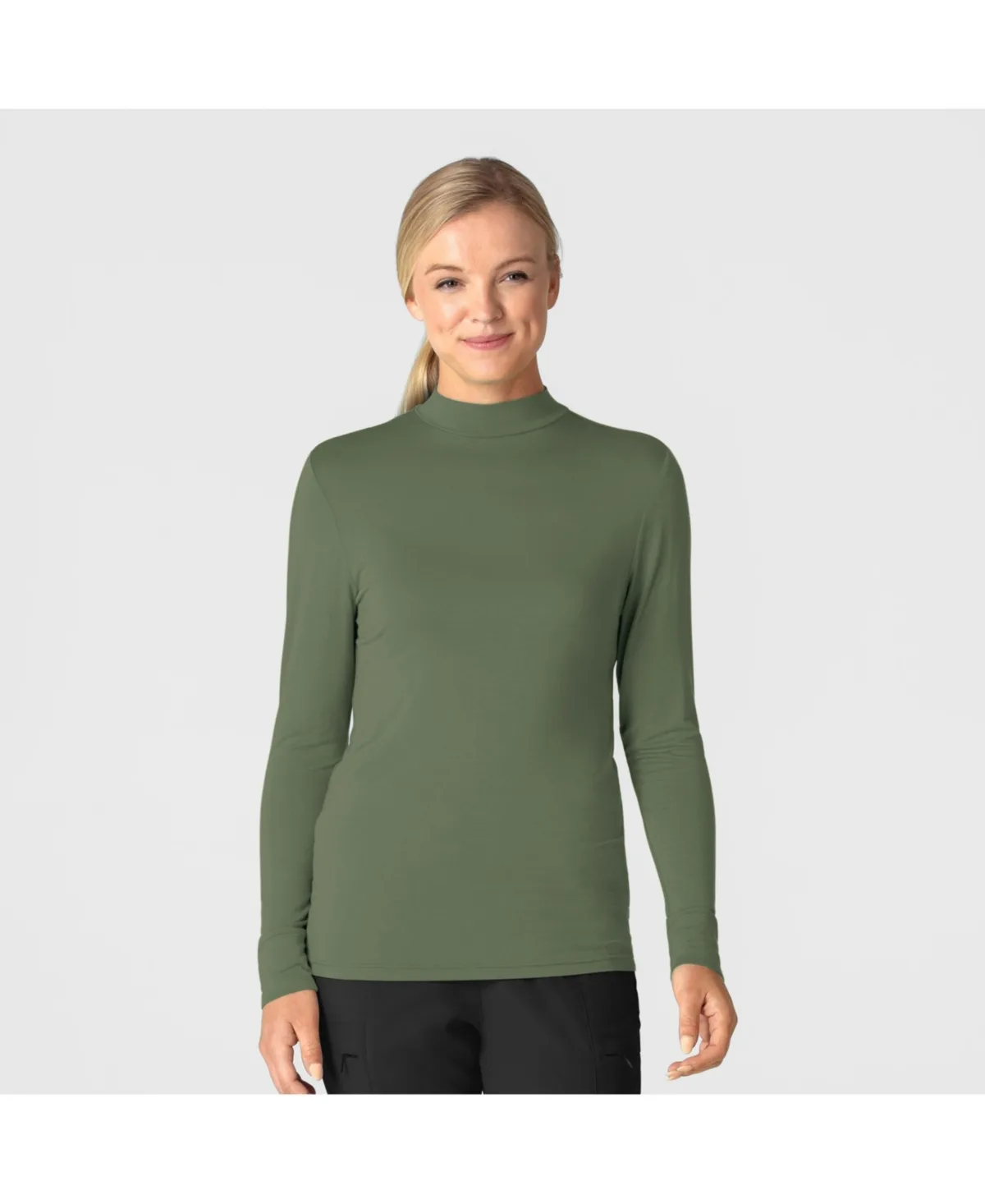 Layers Long Sleeve Mock Neck Silky Tee by Wink