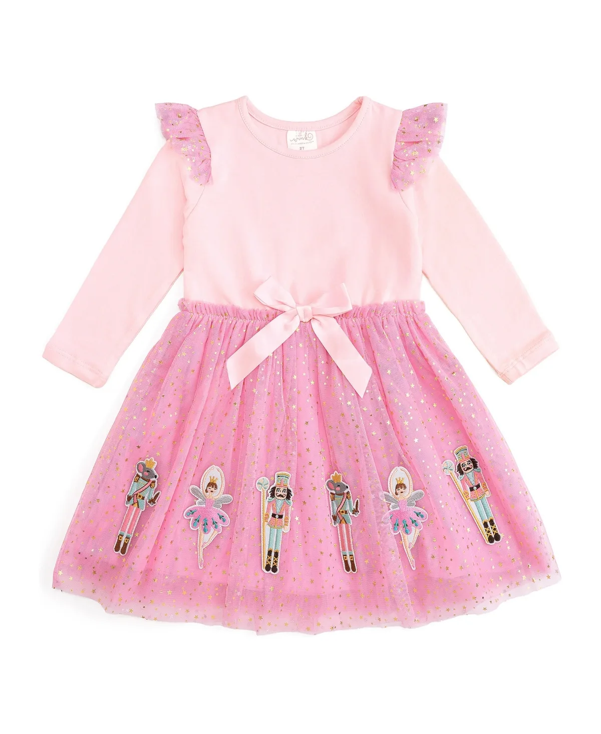 Christmas Nutcracker Applique Long-Sleeve Dress by Sweet Wink
