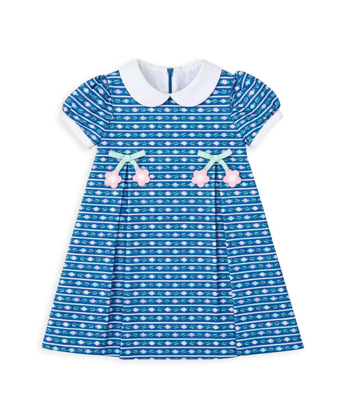 Floral-Print Square Neck Flower Applique Dress by Florence Eiseman