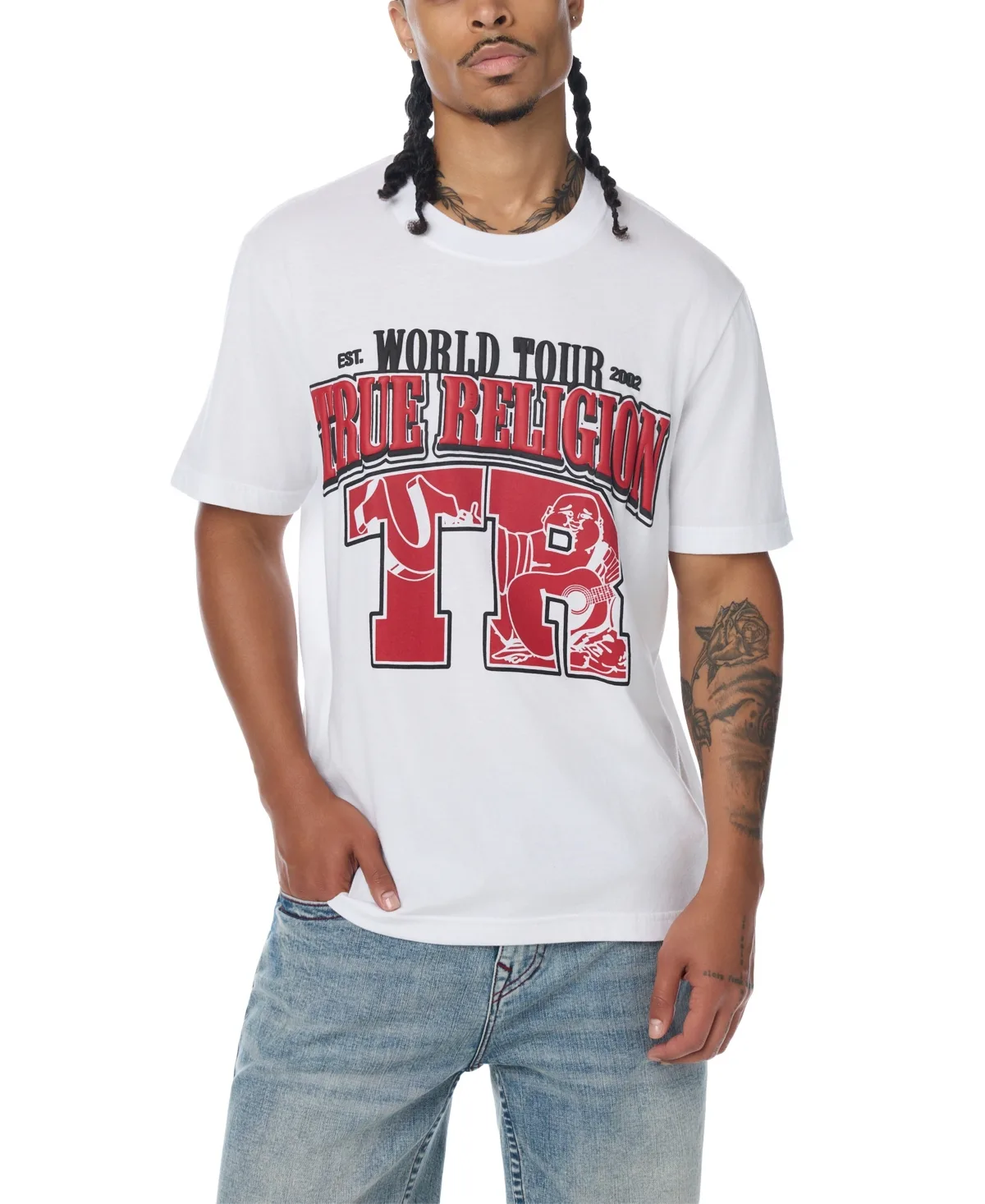 Arched Logo Buddha Graphic Regular-Fit Puff-Print T-Shirt