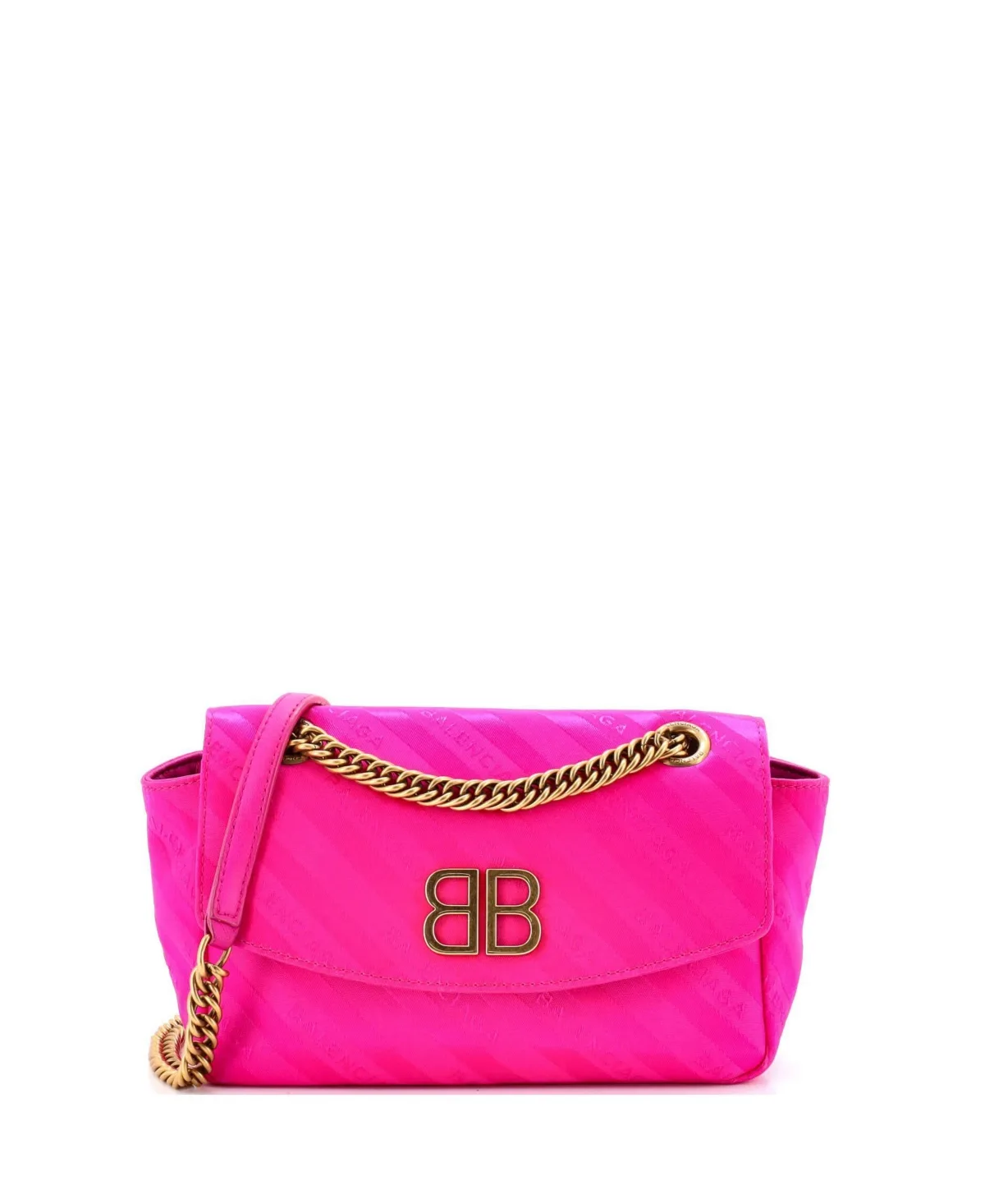 Pre-Owned Balenciaga Small Bb Chain Round Shoulder Bag Jacquard