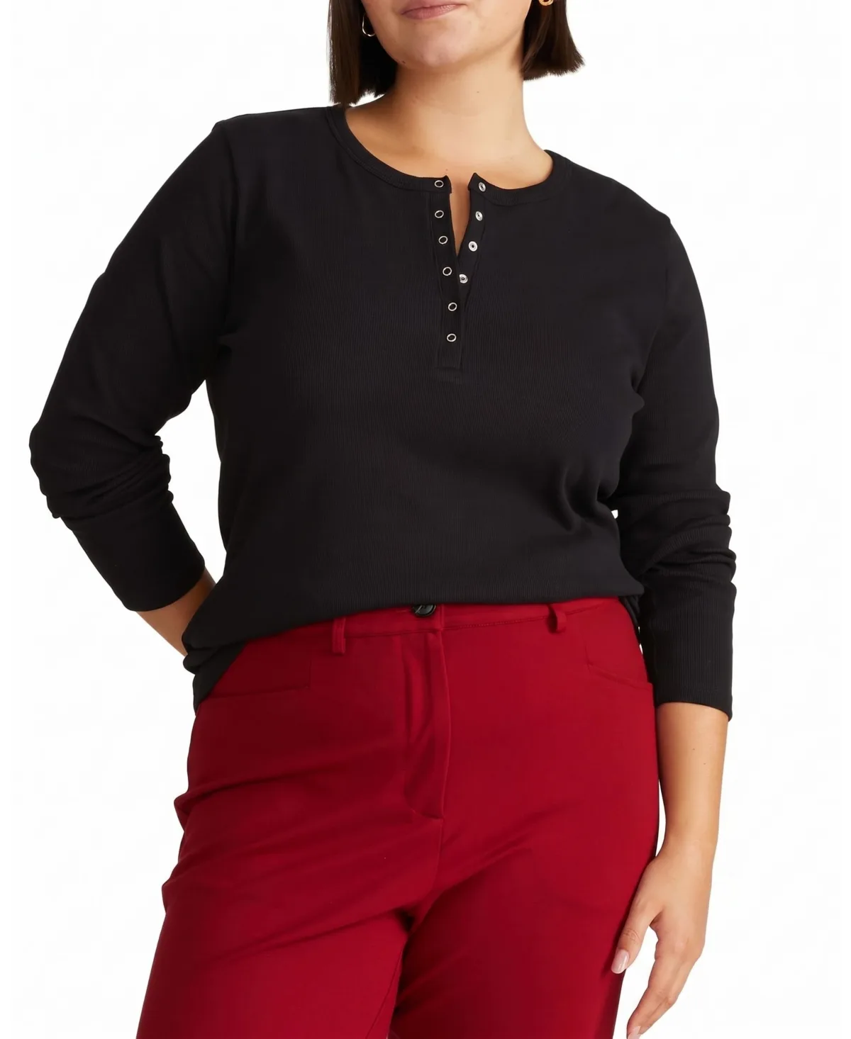 Henley Long-Sleeve Ribbed Tee