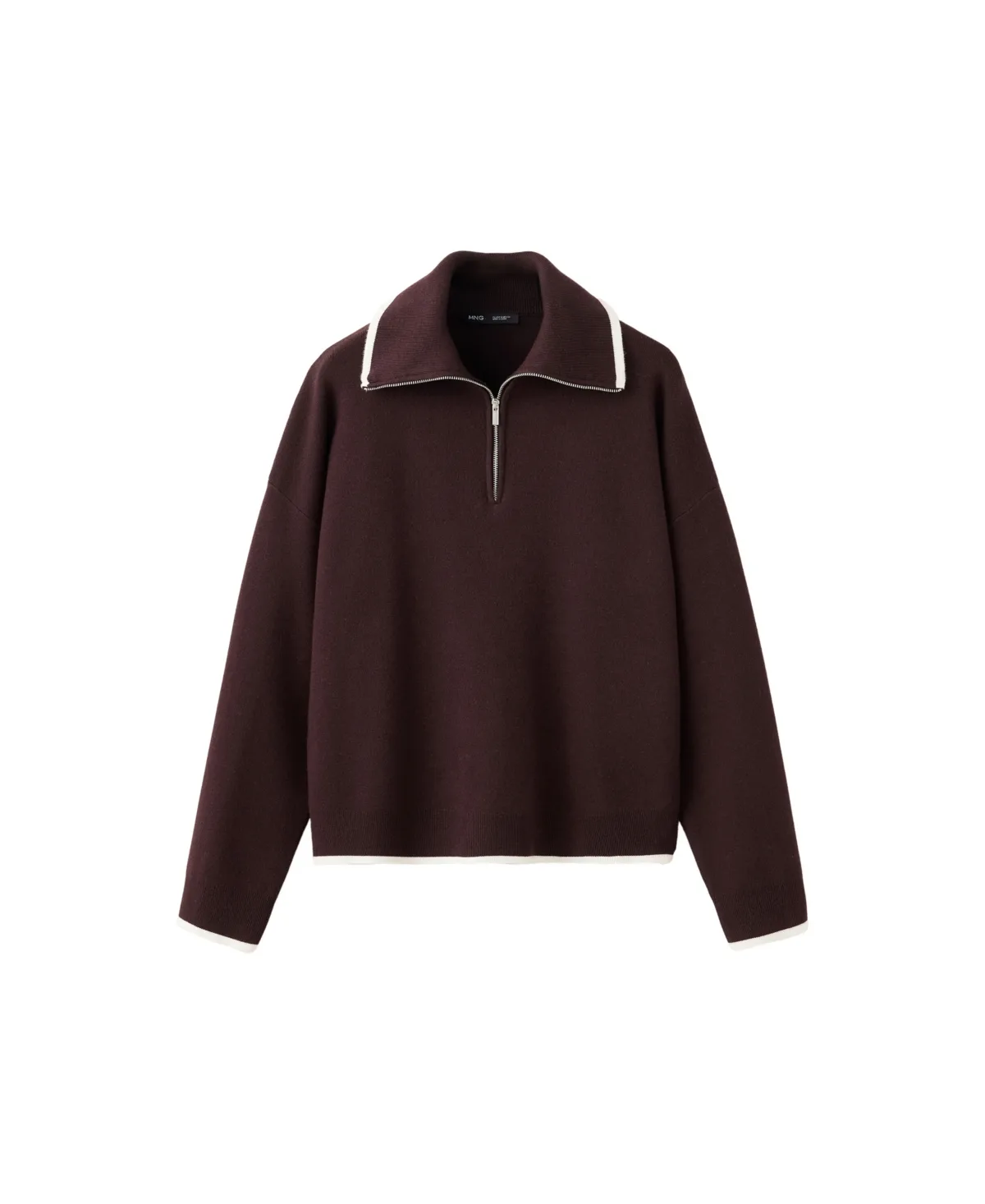 Contrast-Stripe Polo-Collar Sweater by Mango