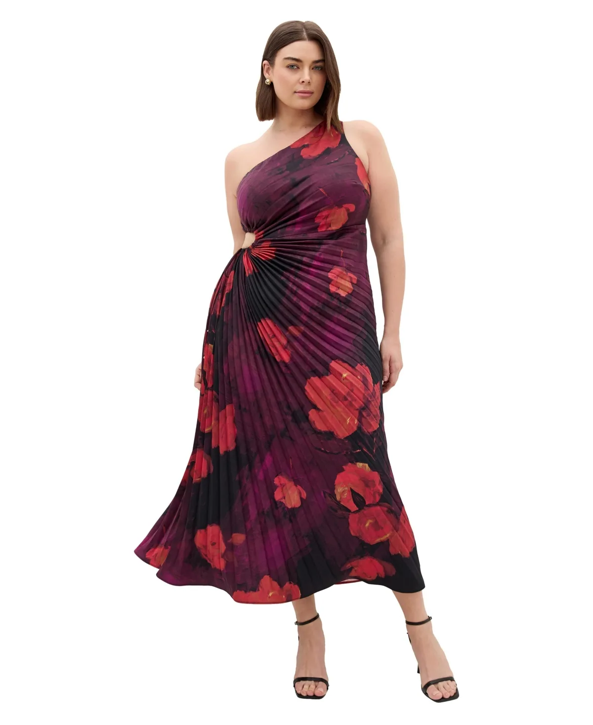 Aliza Floral Print Pleat Maxi Dress by City Chic