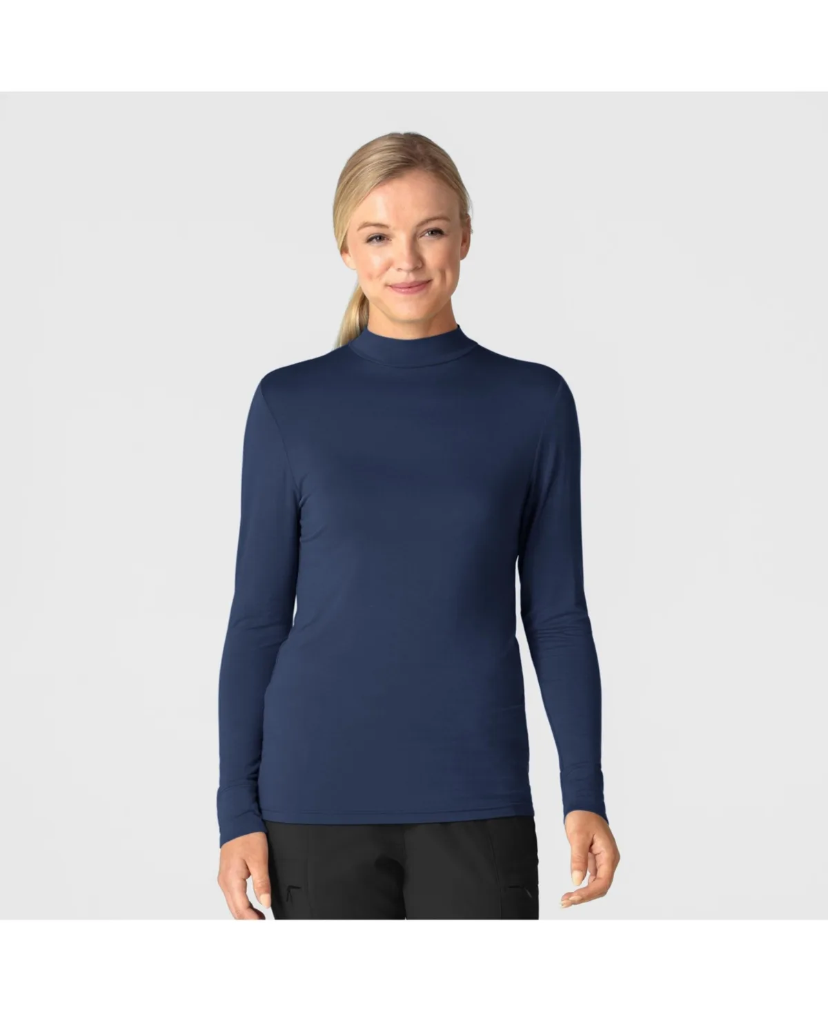 Long Sleeve Mock Neck Silky Tee by Wink