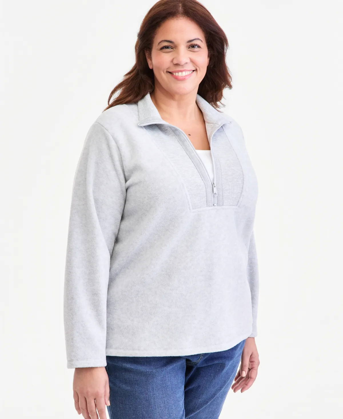 LuxLounge Quarter-Zip Mock Neck Fleece Pullover by Style & Co