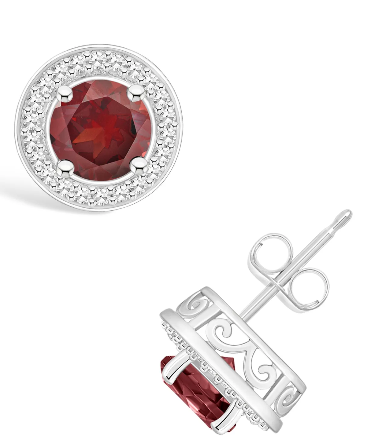 (2-1/5 ct. t.w.) and Diamond (1/5 ct. t.w.) Halo Studs in Sterling Silver by Macy's