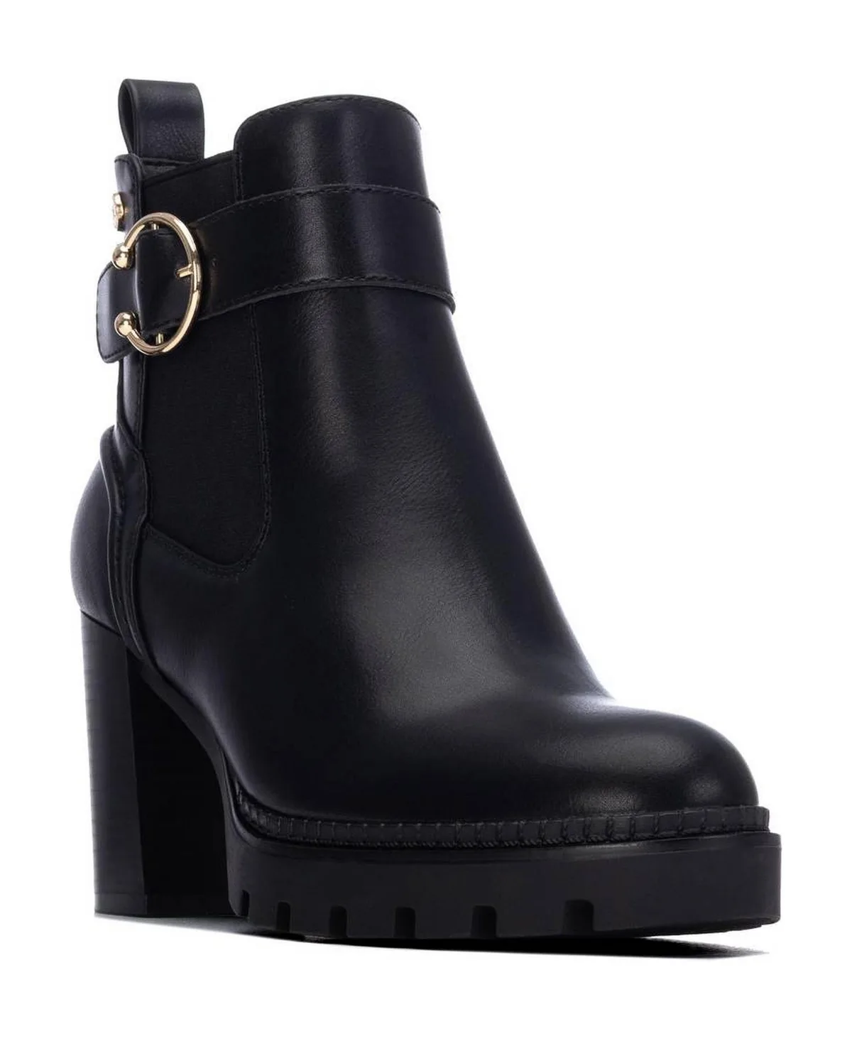Block-Heel Round-Toe Zipper Ankle Booties