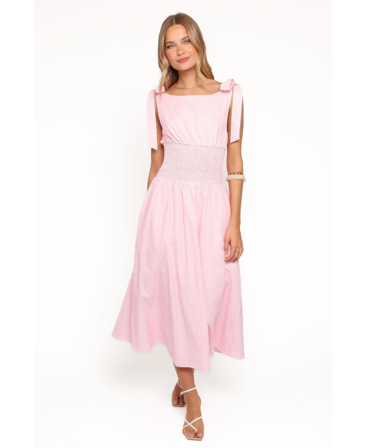 Leticia A-Line Boat Neck Sleeveless Midi Dress by Petal and Pup