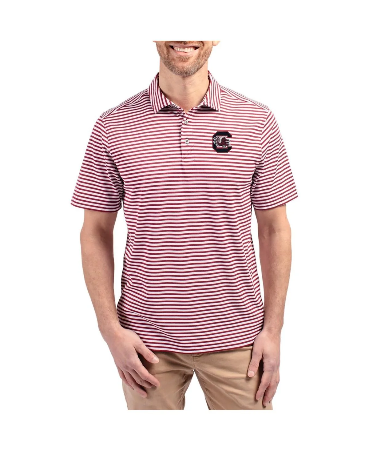 South Carolina Gamecocks Virtue Eco Pique Stripe DryTec Polo Shirt by Cutter & Buck