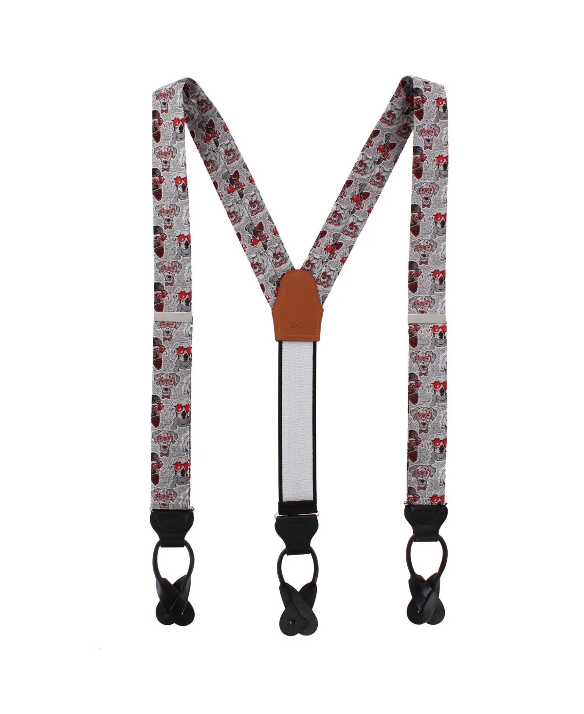 Too Cool for Obiedience School Puppy Silk Button End Suspenders by Trafalgar