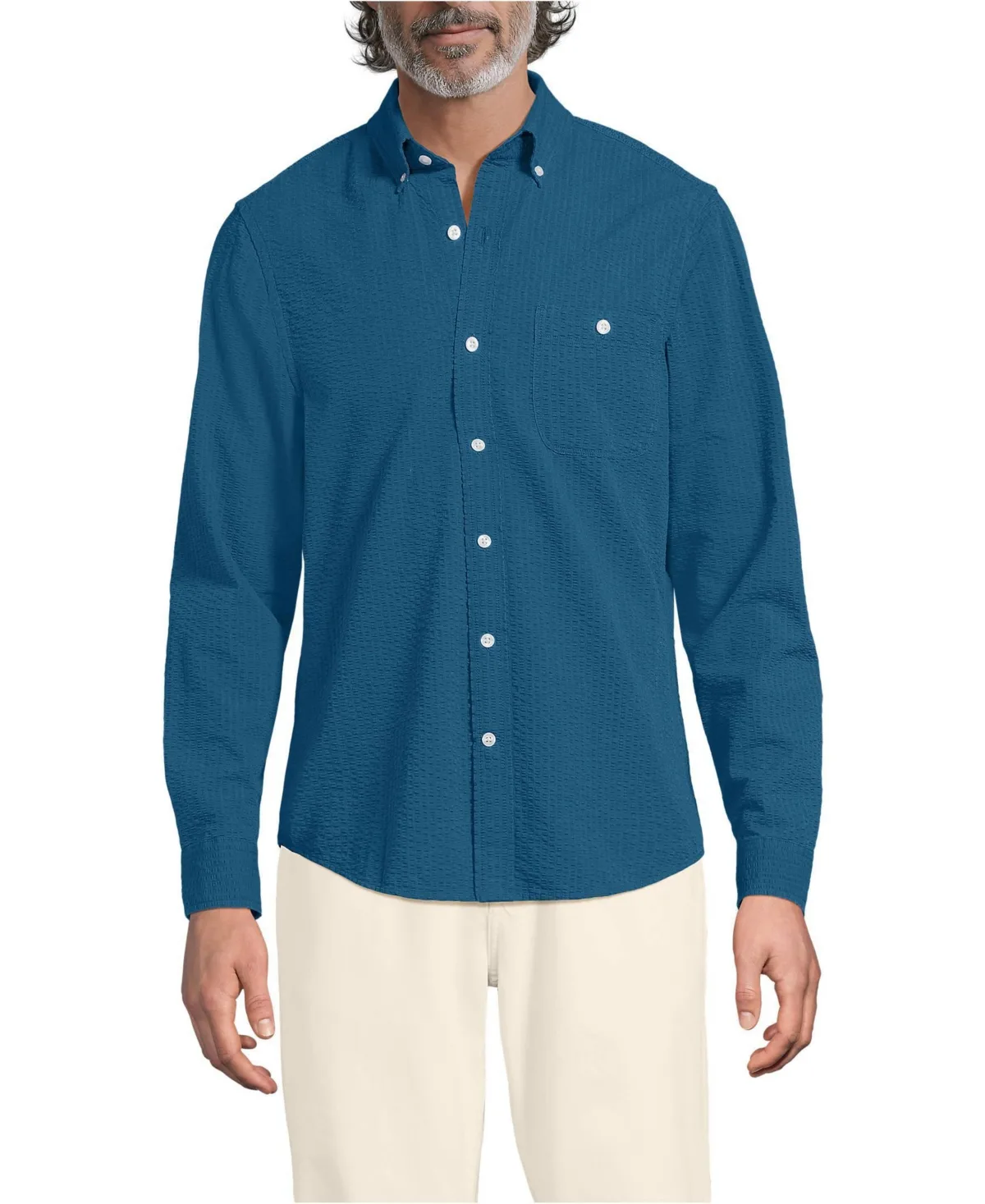 Long Sleeve Seersucker Shirt by Lands' End