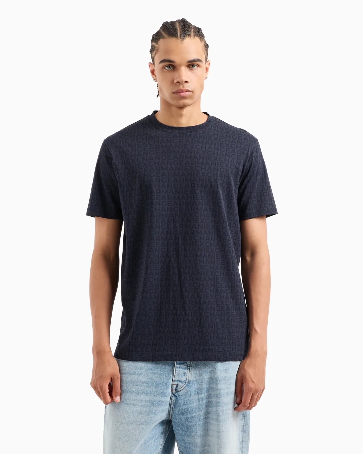 A - x Armani Exchange Allover Logo Print T-Shirt by Armani