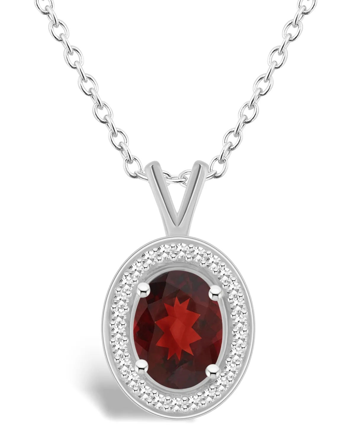 (1-1/2 ct. t.w.) and Diamond (1/8 ct. t.w.) Halo Pendant Necklace in Sterling Silver by Macy's