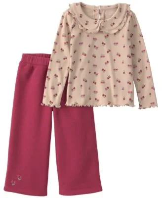Floral Long Sleeve Fleece Top Wide Leg Pants 2 Piece Set by Carter's