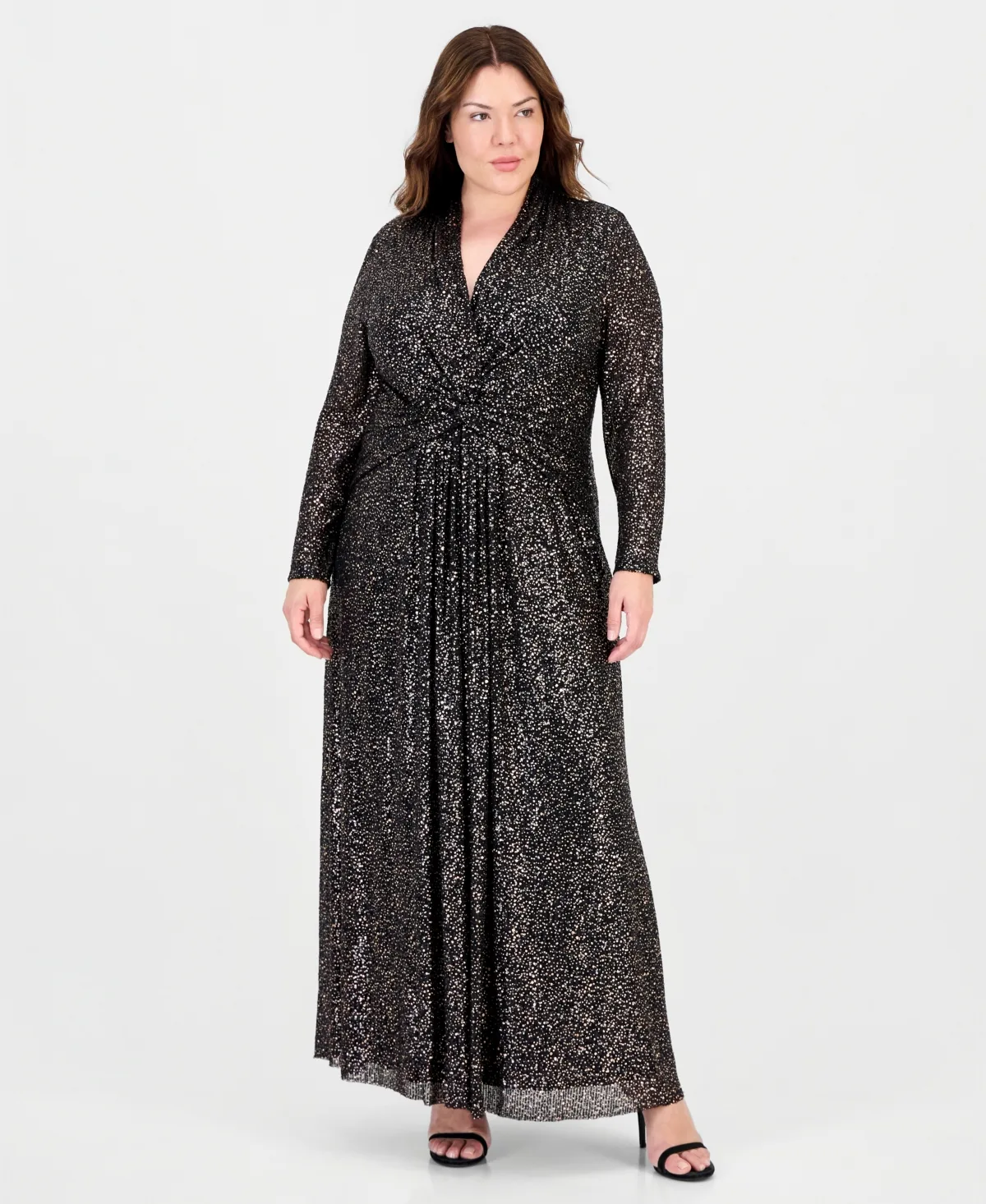 Twist Front V-Neck Plisse Maxi Dress by Anne Klein