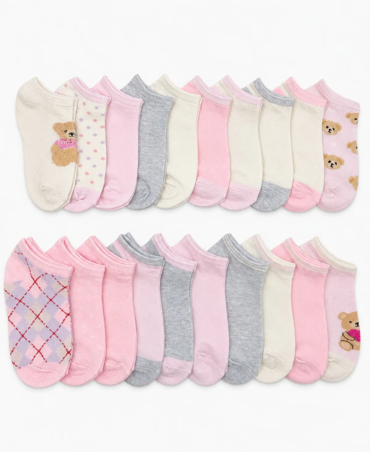 Holiday Bear No-Show Socks, 20-Piece Set by Rainbow