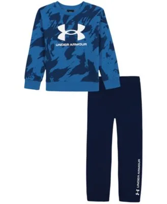 Ua Rival Pattern Long Sleeve Crewneck Fleece Sweatshirt Joggers 2 Piece Set by Under Armour