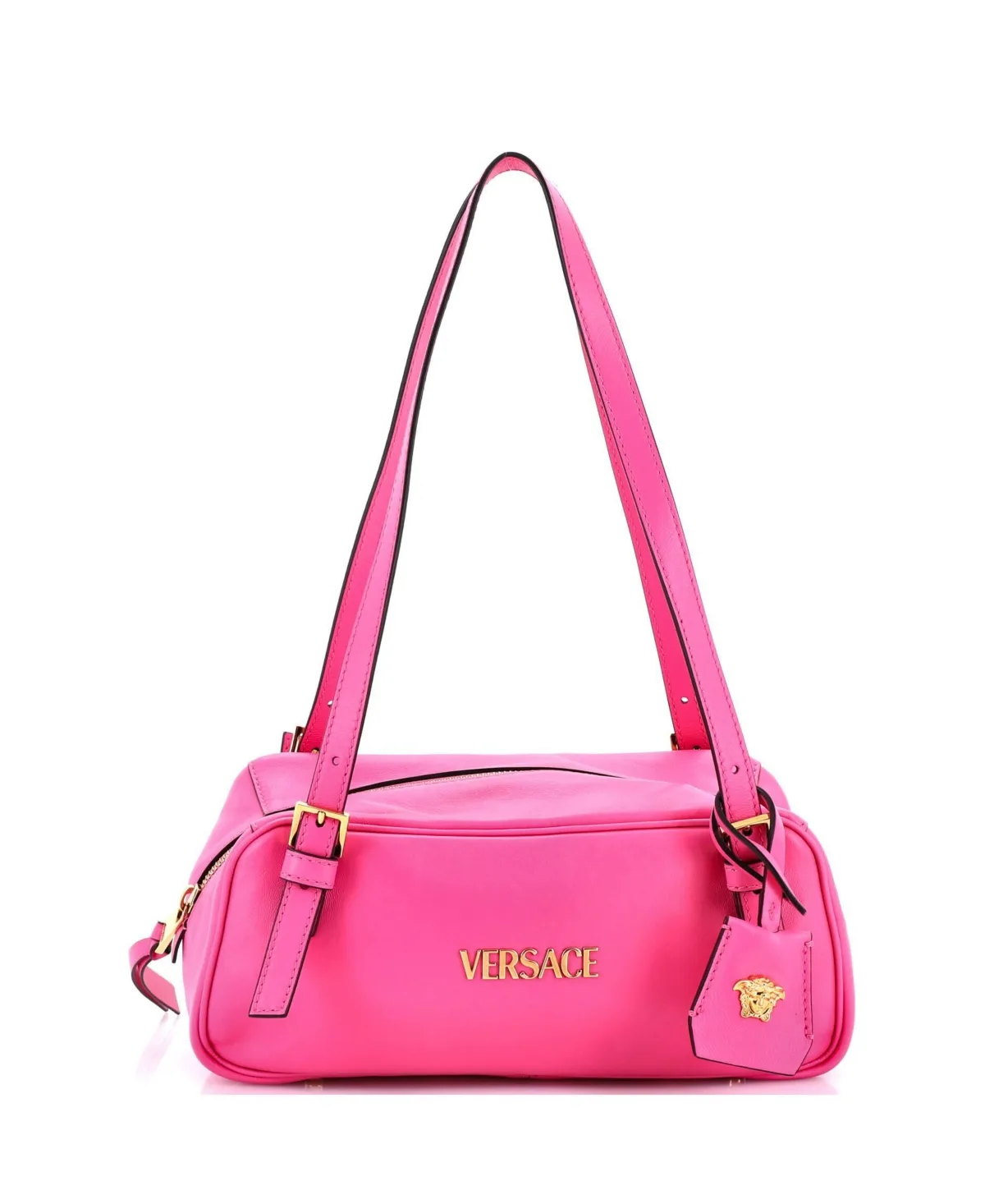 Pre-Owned Versace Tag Bowling Bag Leather by Versace