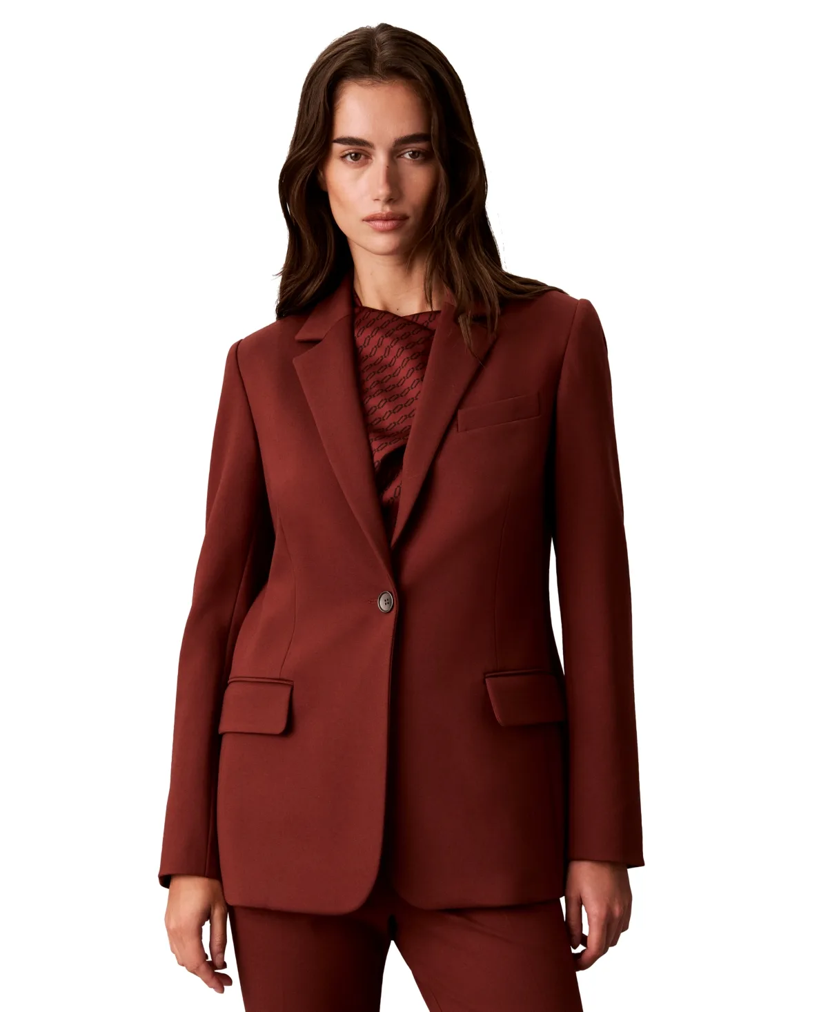 Notch Collar One-Button Jacket by Calvin Klein