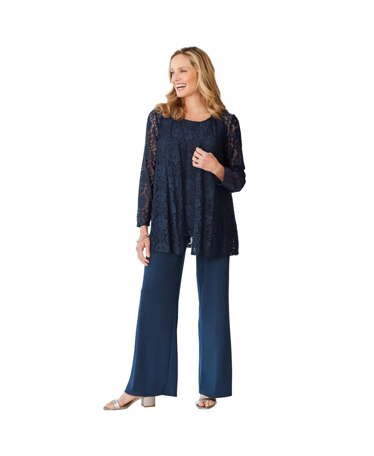 3-Piece Lace Jacket/Tank/Pant Set by Woman Within